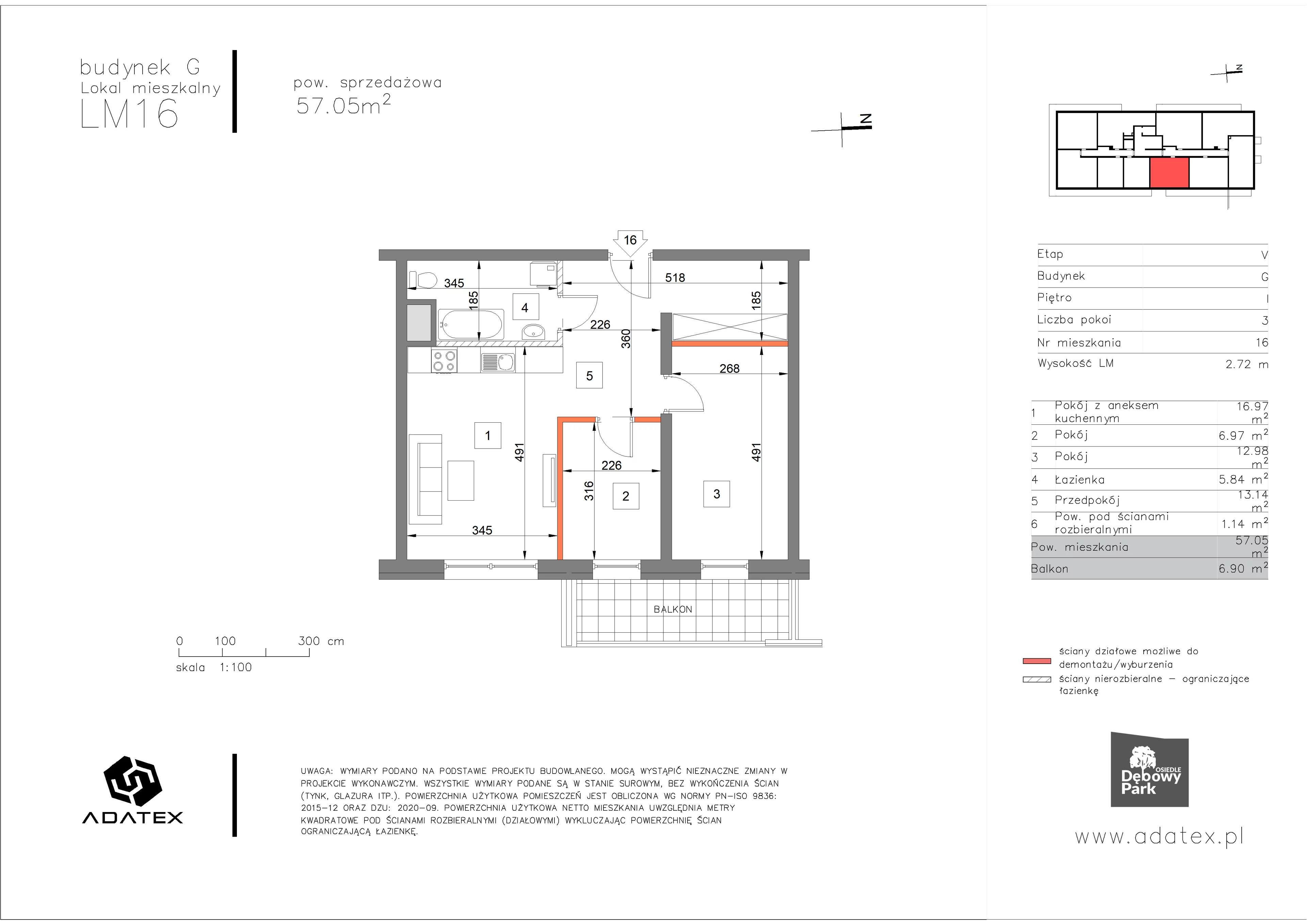 3 pokoje, mieszkanie 57,05 m², piętro 1, oferta nr G16, Osiedle Dębowy Park, Siemianowice Śląskie, Bytków, ul. Oświęcimska 7a