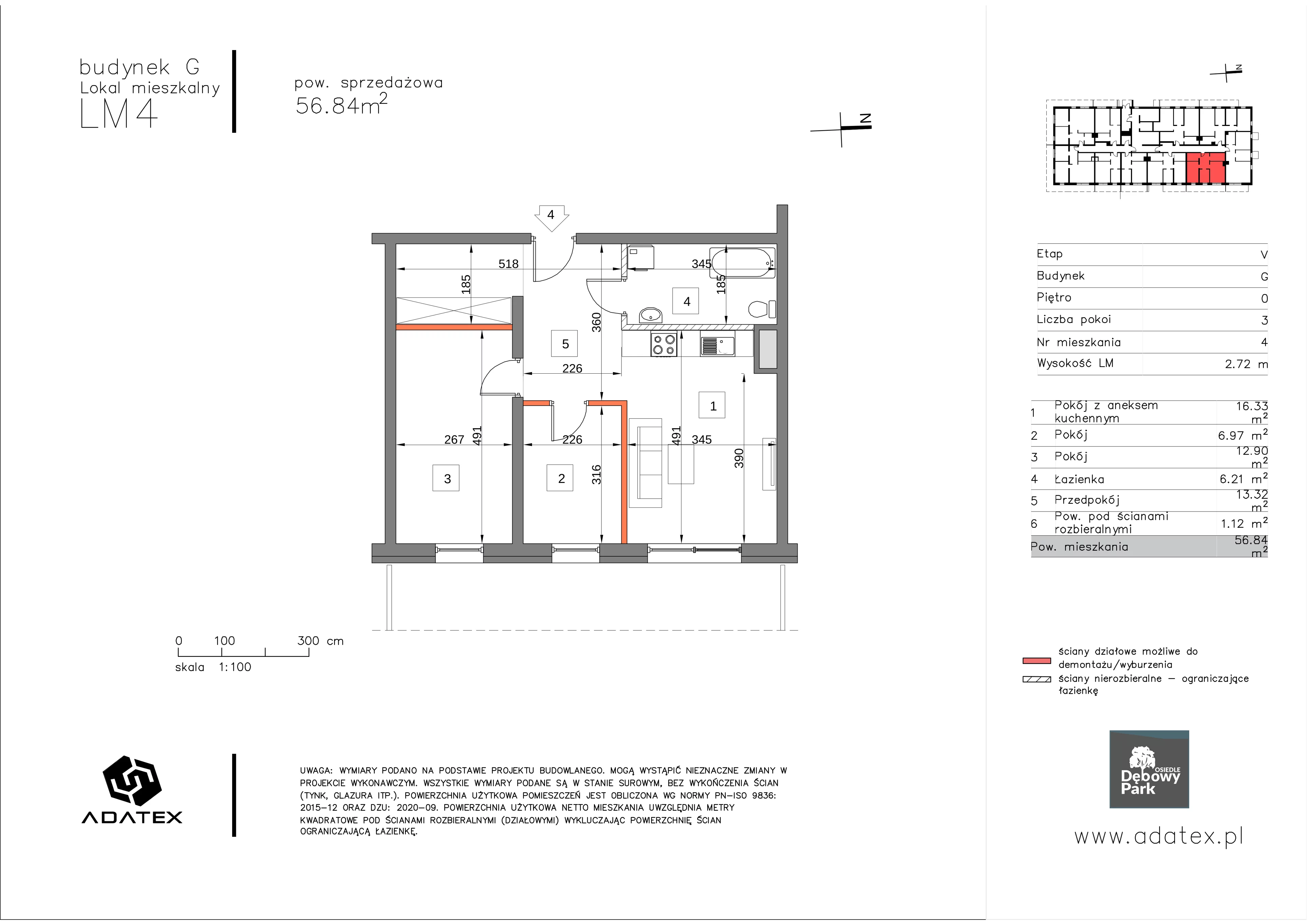 3 pokoje, mieszkanie 56,84 m², parter, oferta nr G4, Osiedle Dębowy Park, Siemianowice Śląskie, Bytków, ul. Oświęcimska 7a