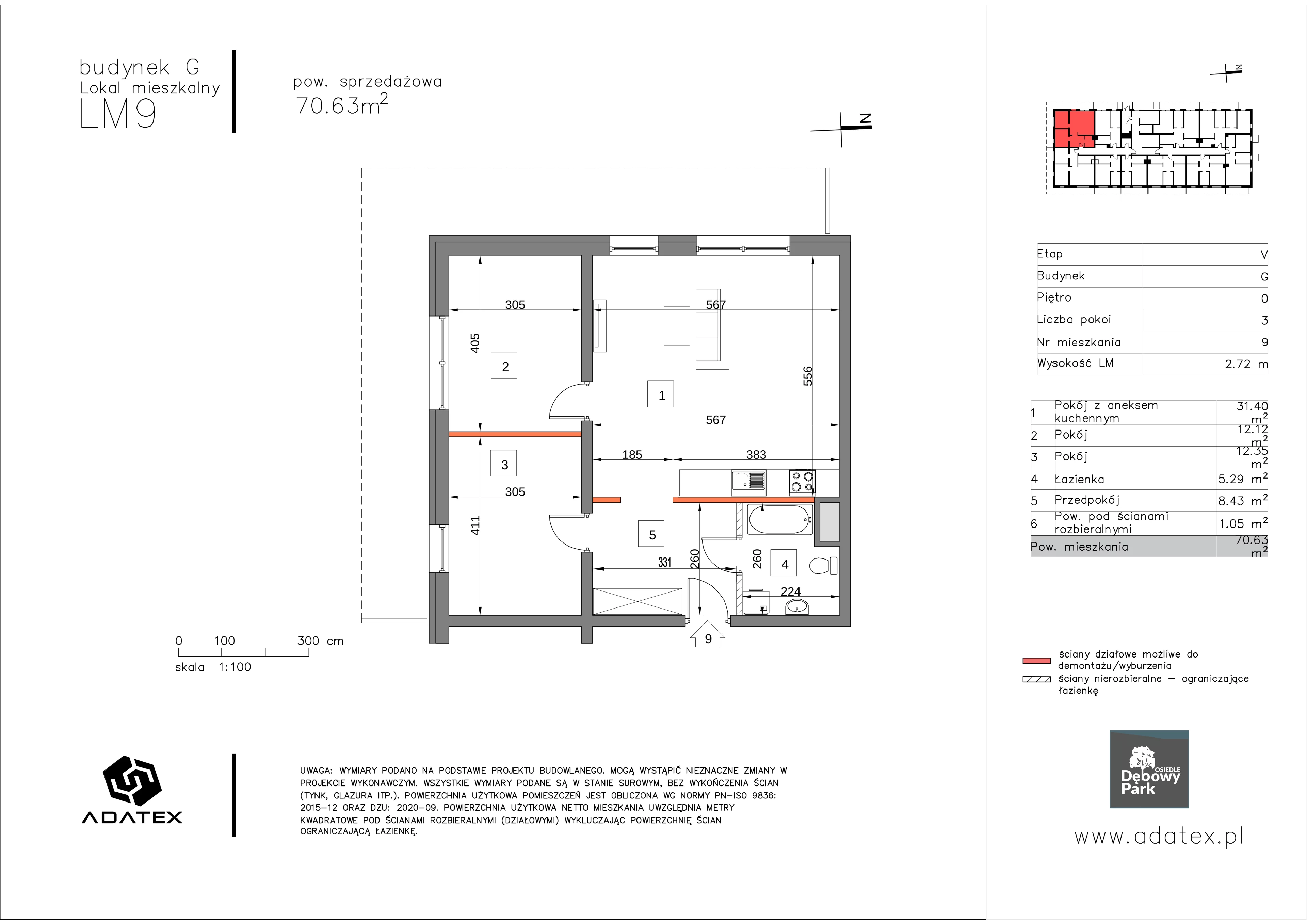 3 pokoje, mieszkanie 70,63 m², parter, oferta nr G9, Osiedle Dębowy Park, Siemianowice Śląskie, Bytków, ul. Oświęcimska 7a