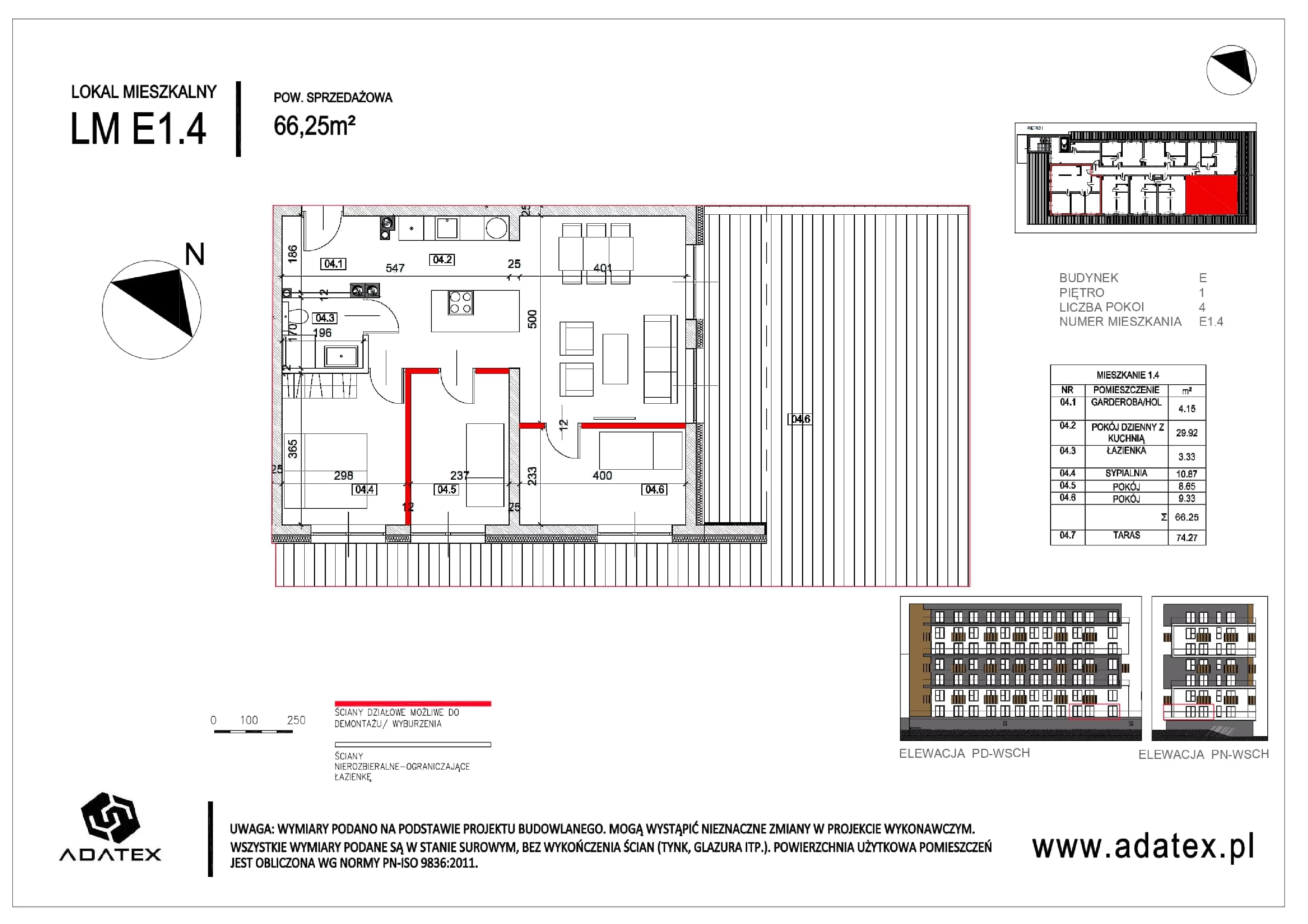 4 pokoje, mieszkanie 66,25 m², piętro 1, oferta nr E.1.4, Osiedle Nowa Dąbrowa, Dąbrowa Górnicza, Gołonóg, ul. Graniczna 14