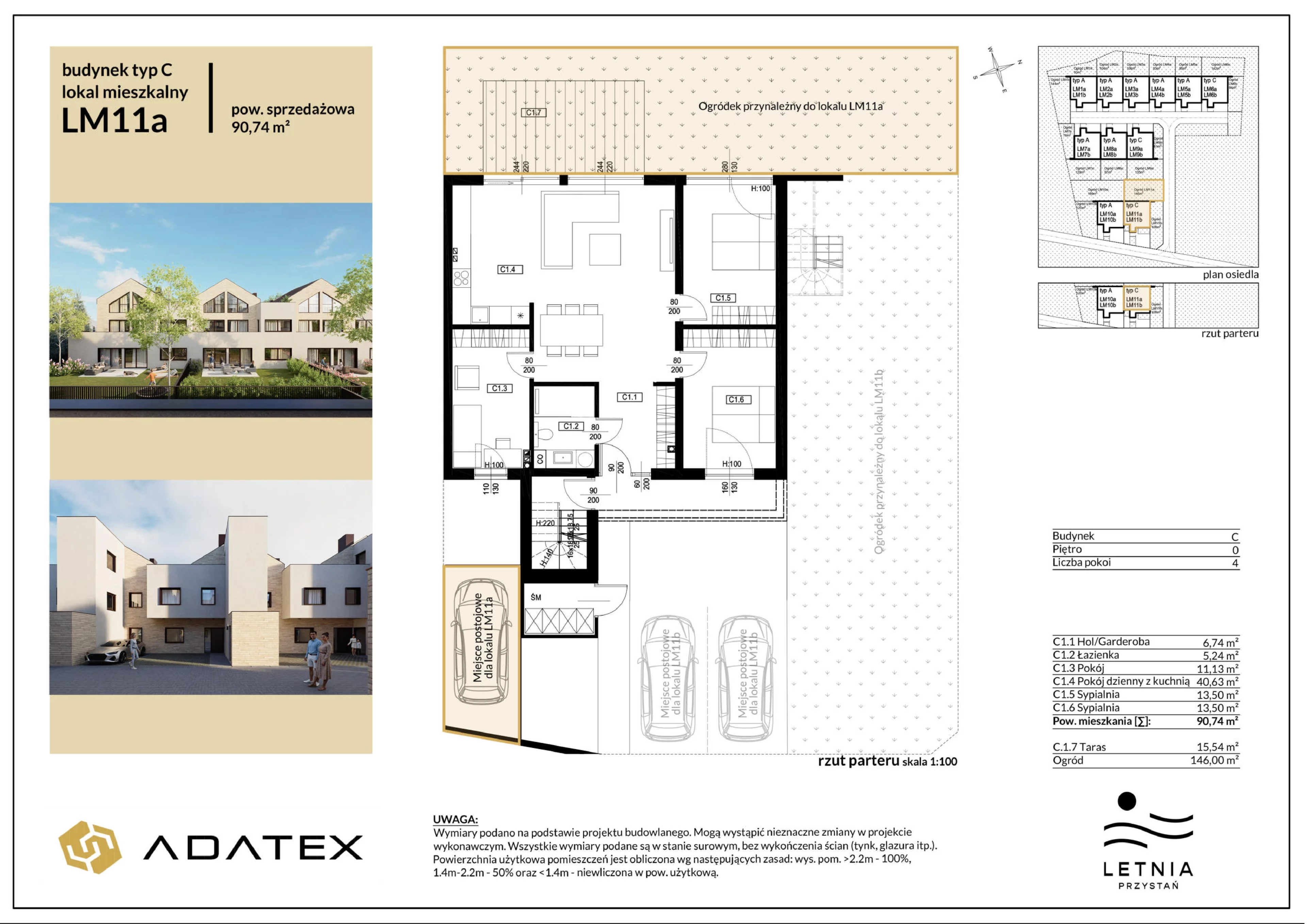 4 pokoje, mieszkanie 90,74 m², parter, oferta nr LM11a, Letnia Przystań, Dąbrowa Górnicza, Marianki, ul. Letnia