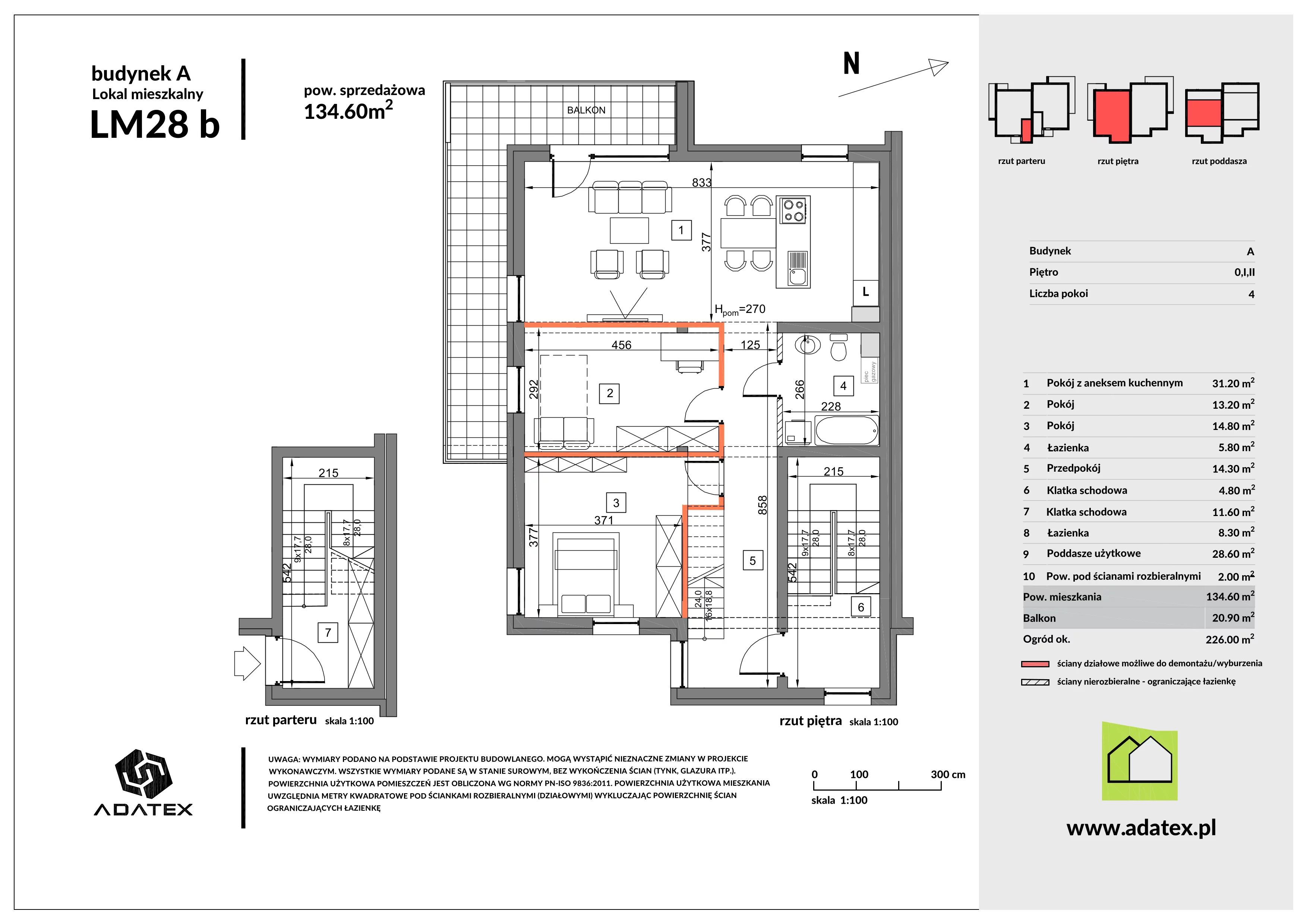 4 pokoje, mieszkanie 134,60 m², piętro 1, oferta nr 28/b, Osiedle Zielona Podkowa, Otrębusy, ul. Waniliowa 7/2