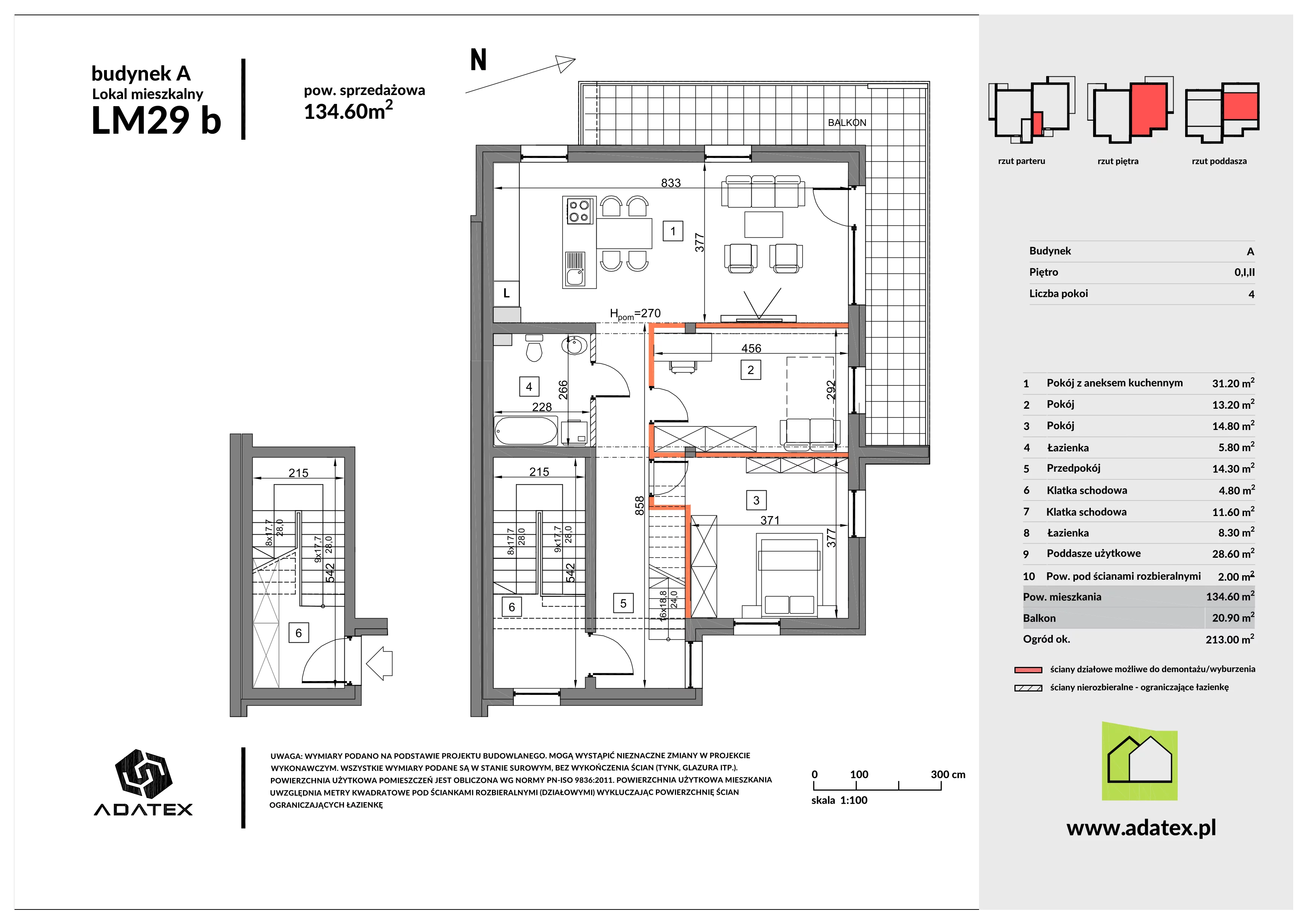 4 pokoje, mieszkanie 134,60 m², piętro 1, oferta nr 29/b, Osiedle Zielona Podkowa, Otrębusy, ul. Waniliowa 7/2