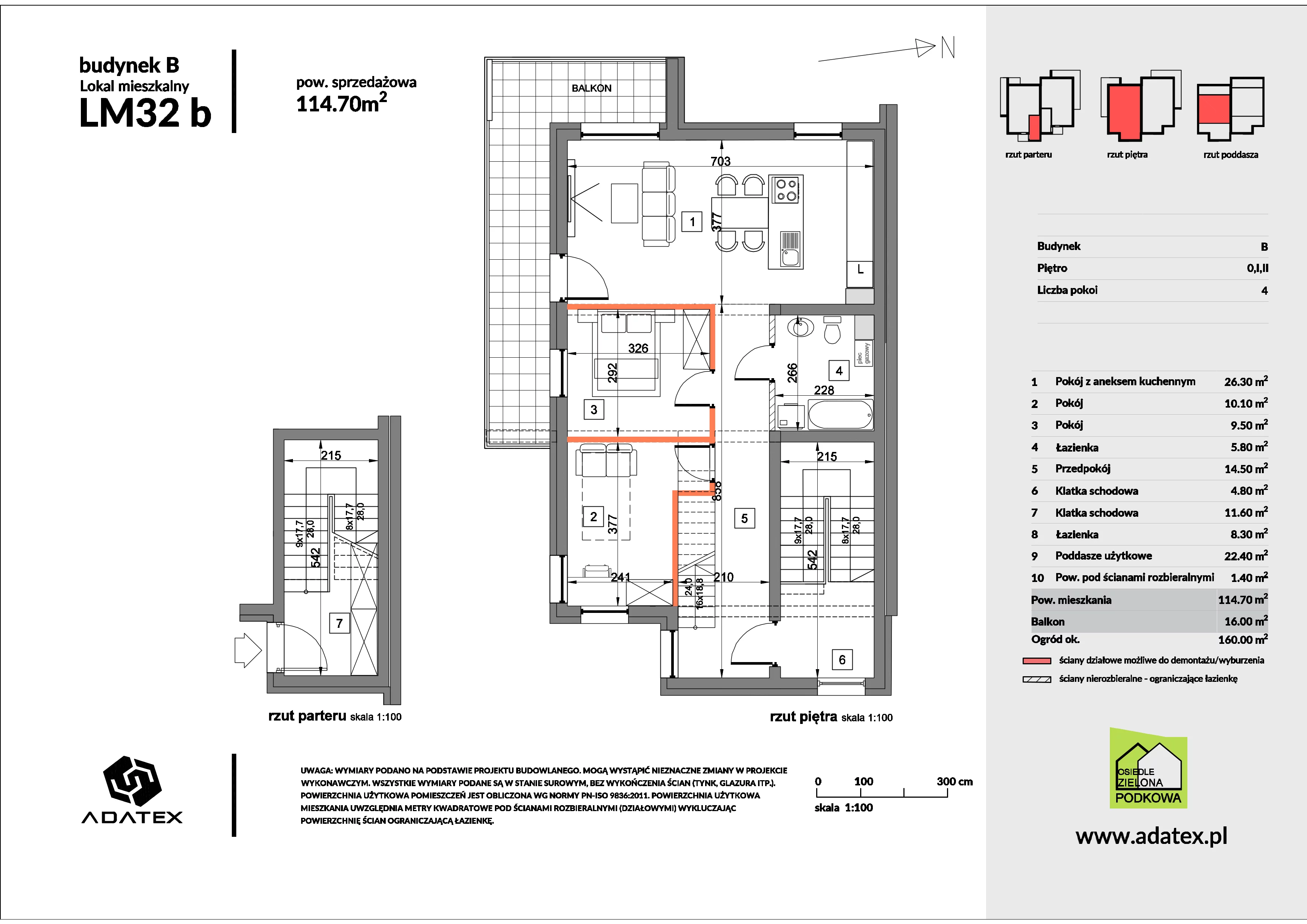 4 pokoje, mieszkanie 114,70 m², piętro 1, oferta nr 32/b, Osiedle Zielona Podkowa, Otrębusy, ul. Waniliowa 7/2