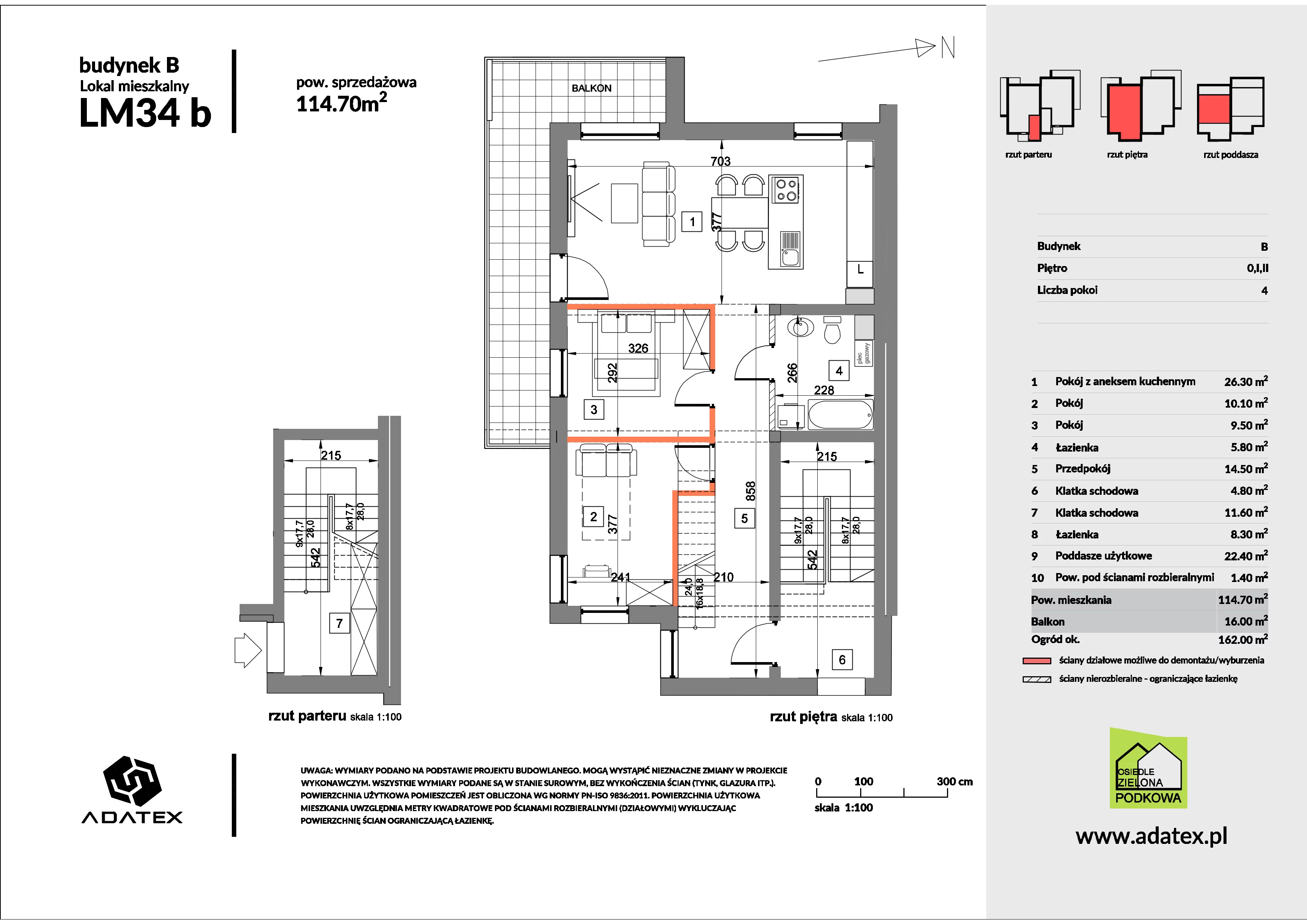 4 pokoje, mieszkanie 114,70 m², piętro 1, oferta nr 34/b, Osiedle Zielona Podkowa, Otrębusy, ul. Waniliowa 7/2