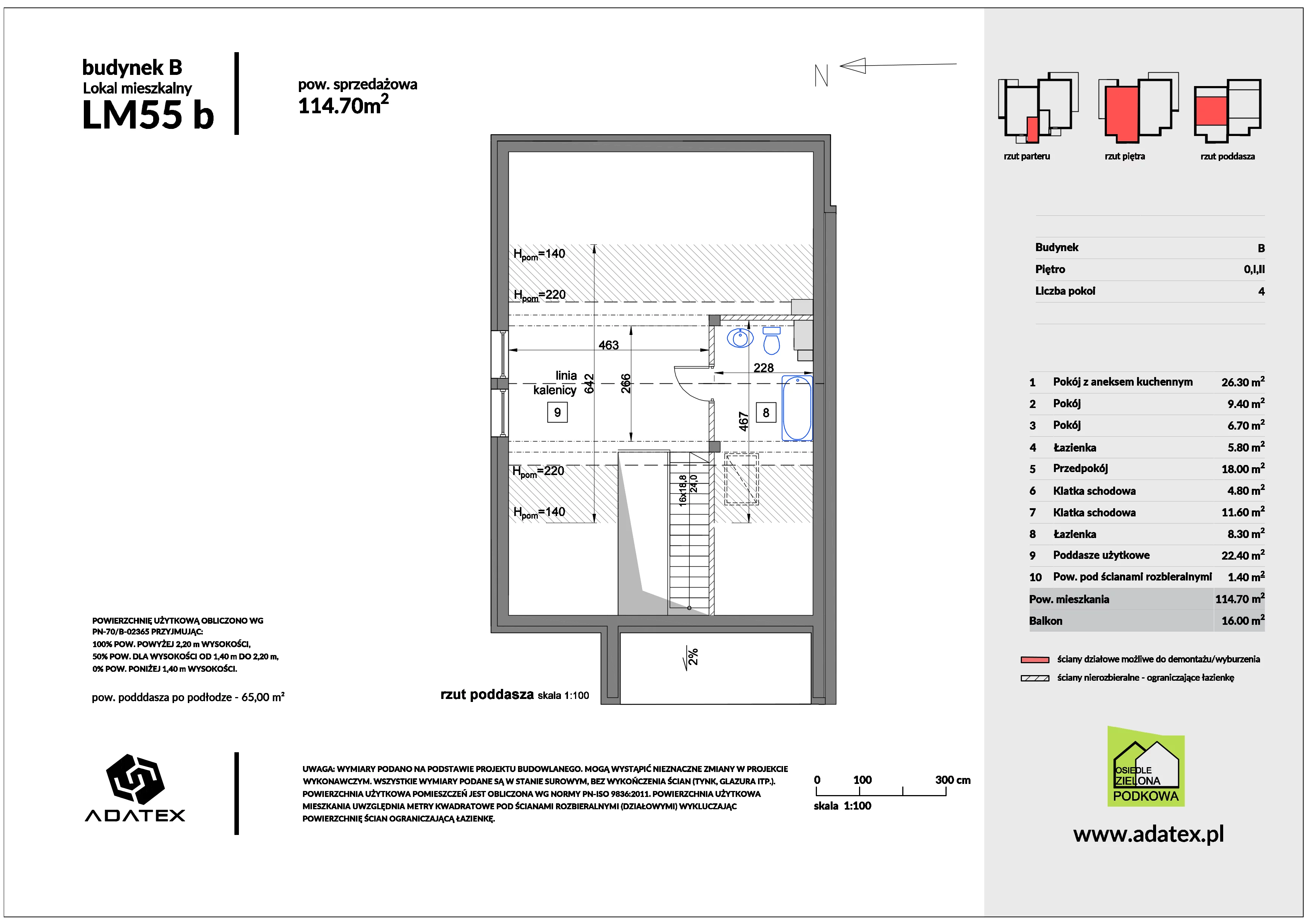 4 pokoje, mieszkanie 114,70 m², piętro 1, oferta nr 55/b, Osiedle Zielona Podkowa, Otrębusy, ul. Waniliowa 7/2