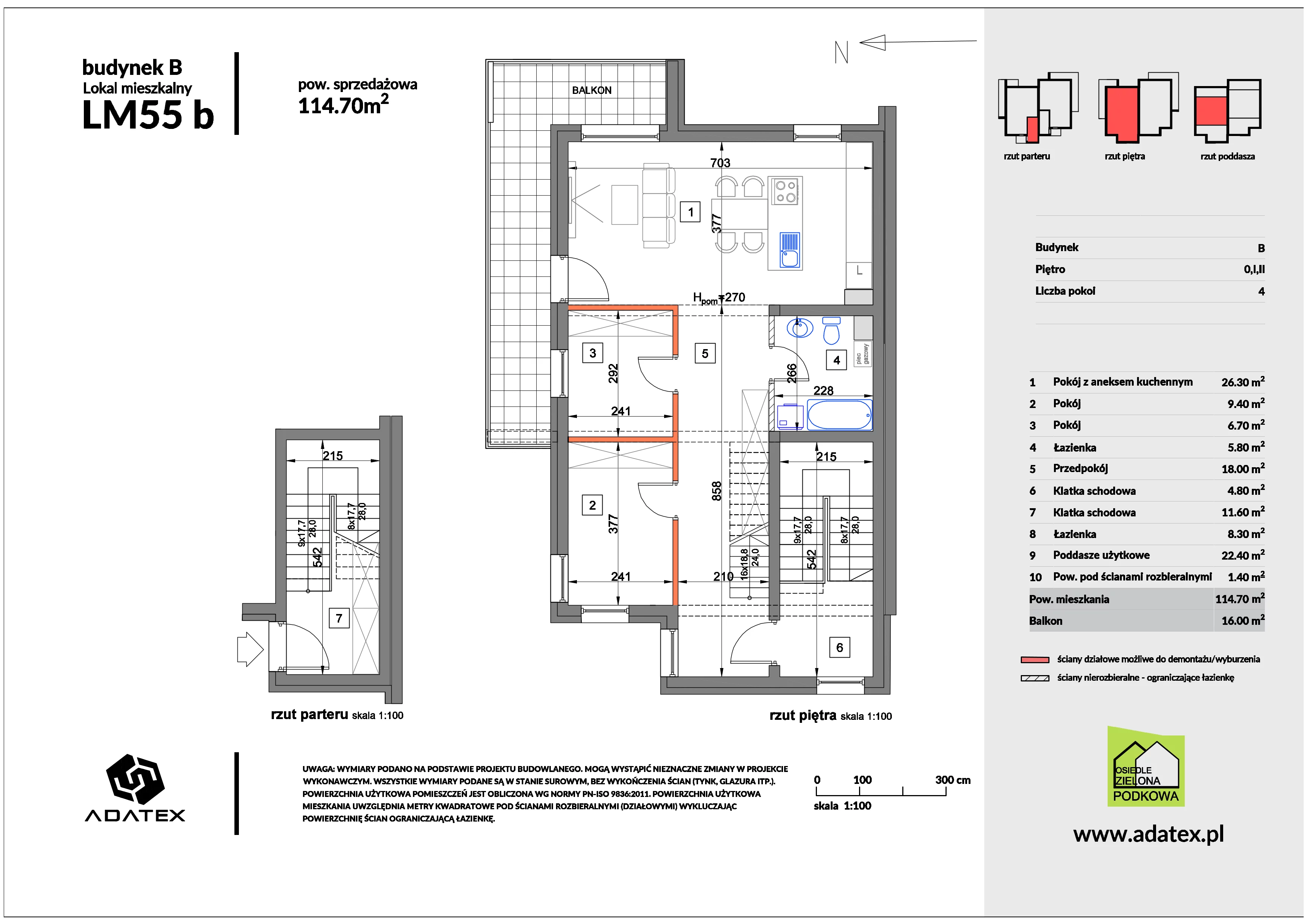 4 pokoje, mieszkanie 114,70 m², piętro 1, oferta nr 55/b, Osiedle Zielona Podkowa, Otrębusy, ul. Waniliowa 7/2