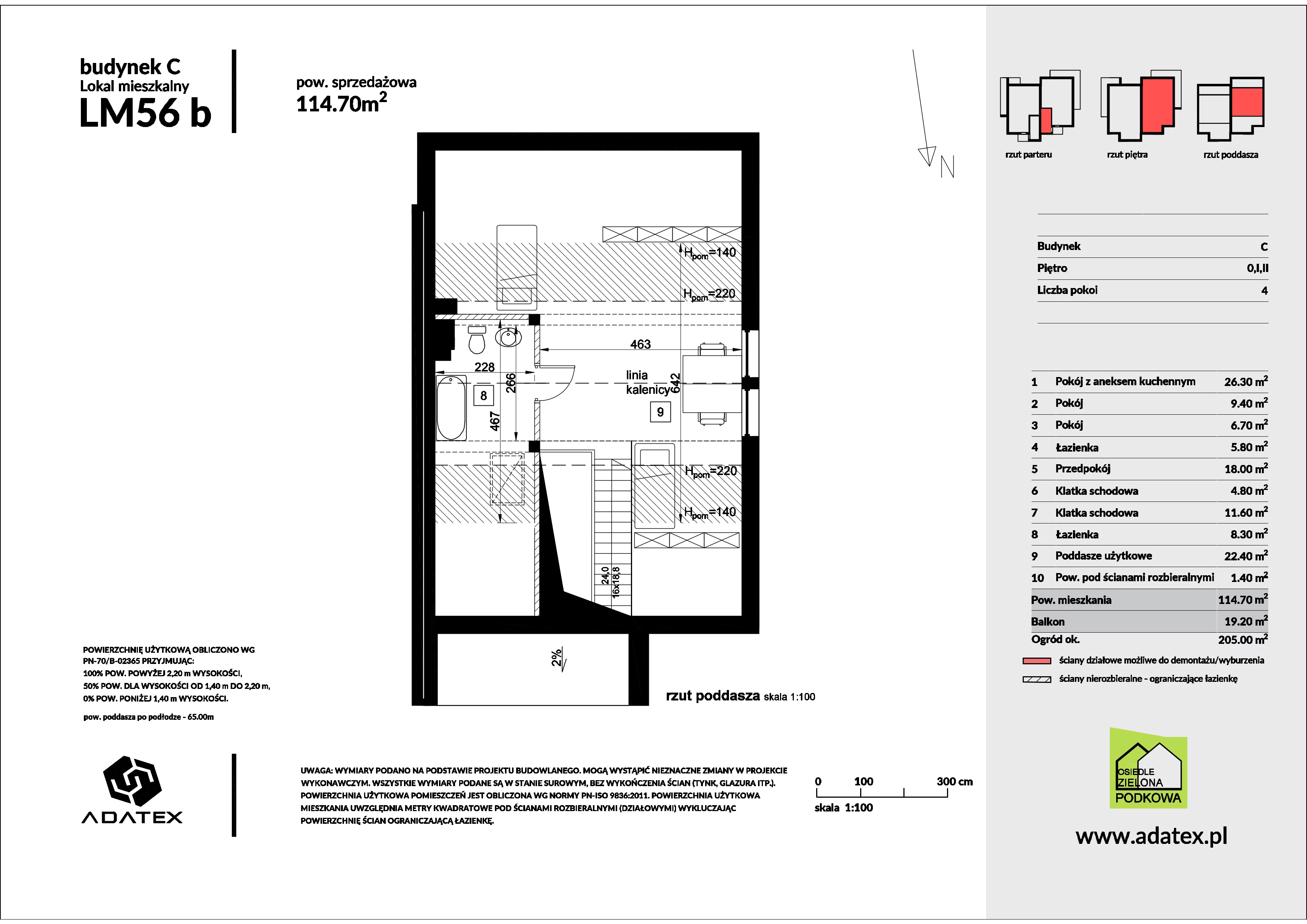 4 pokoje, mieszkanie 114,70 m², piętro 1, oferta nr 56/b, Osiedle Zielona Podkowa, Otrębusy, ul. Waniliowa 7/2