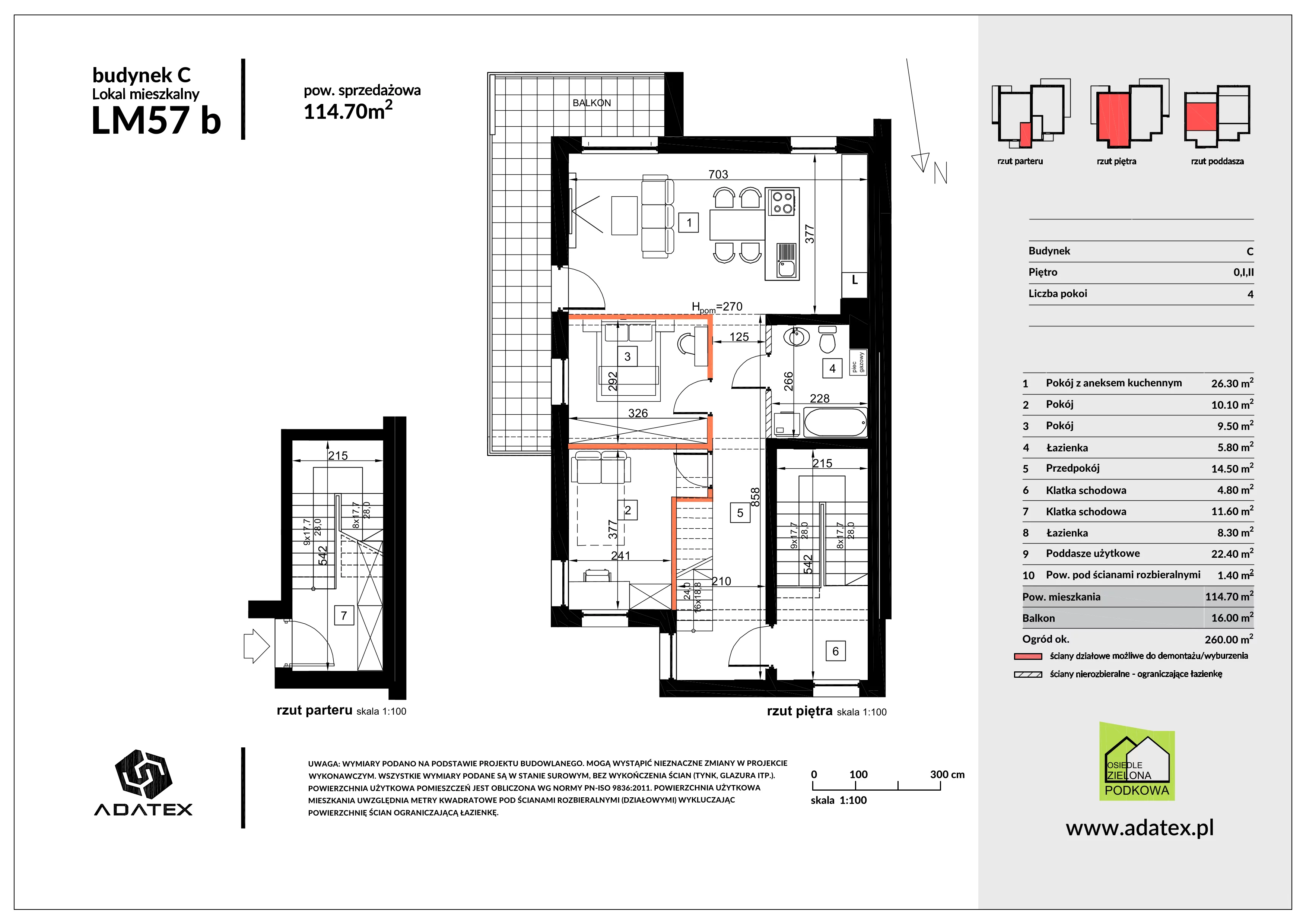 4 pokoje, mieszkanie 114,70 m², piętro 1, oferta nr 57/b, Osiedle Zielona Podkowa, Otrębusy, ul. Waniliowa 7/2