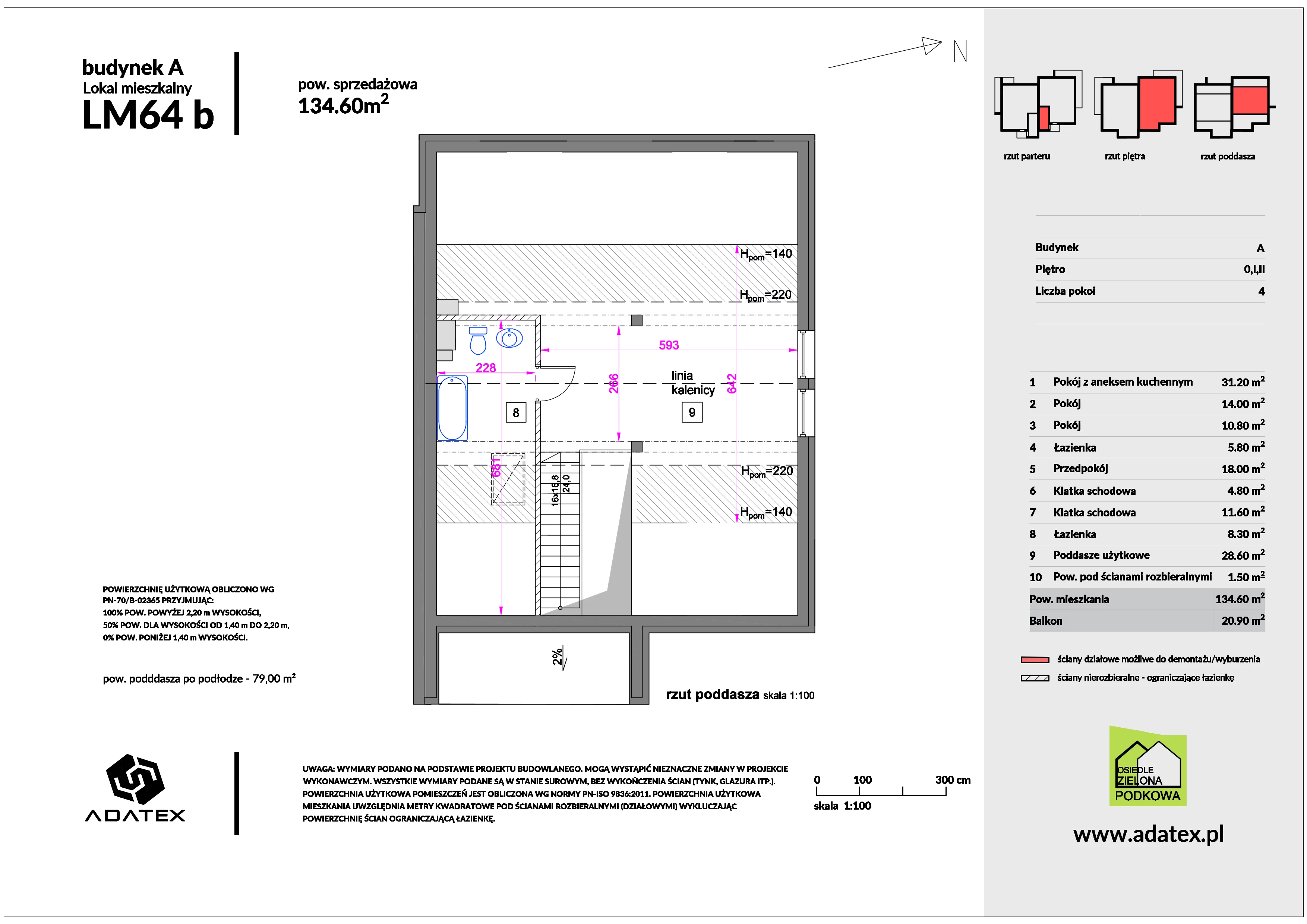 4 pokoje, mieszkanie 134,60 m², piętro 1, oferta nr 64/b, Osiedle Zielona Podkowa, Otrębusy, ul. Waniliowa 7/2