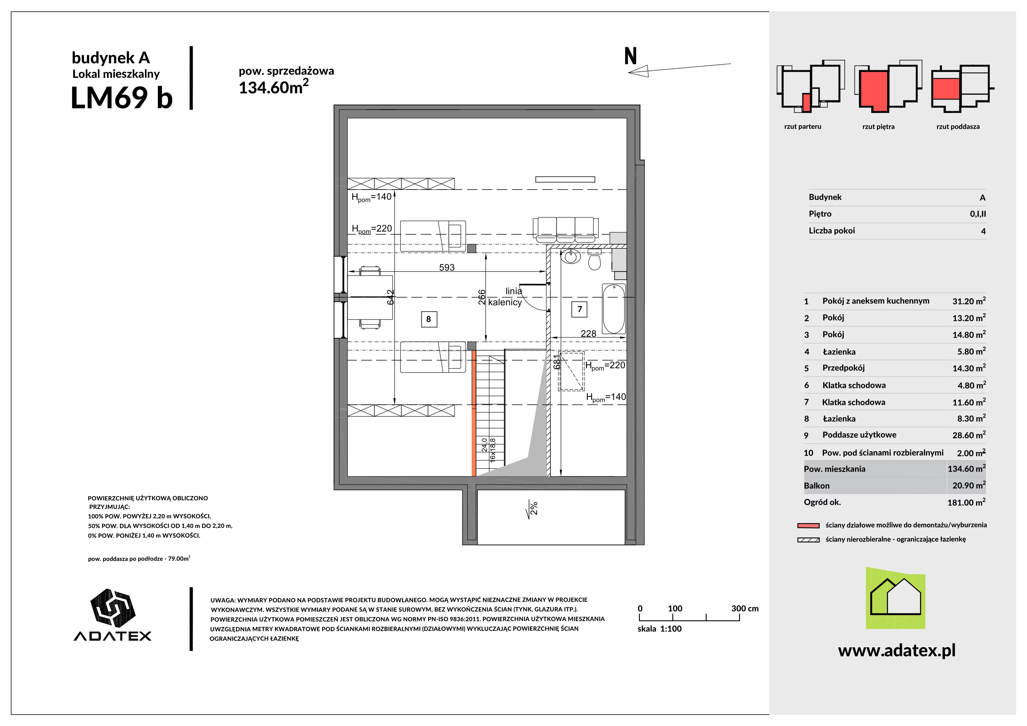 4 pokoje, mieszkanie 134,60 m², piętro 1, oferta nr 69/b, Osiedle Zielona Podkowa, Otrębusy, ul. Waniliowa 7/2