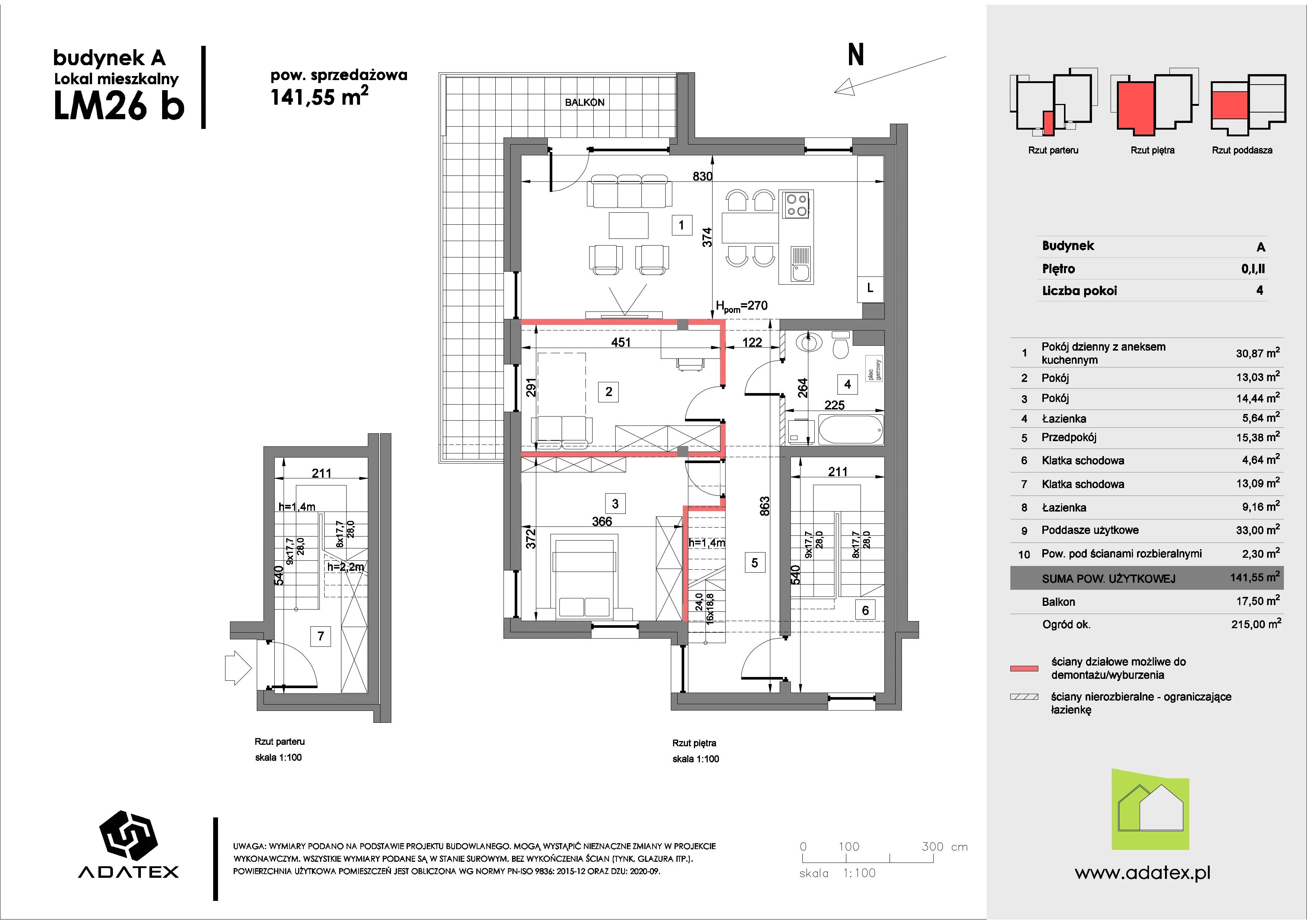 4 pokoje, mieszkanie 141,55 m², piętro 1, oferta nr 26/b, Osiedle Zielona Podkowa, Otrębusy, ul. Waniliowa 7/2