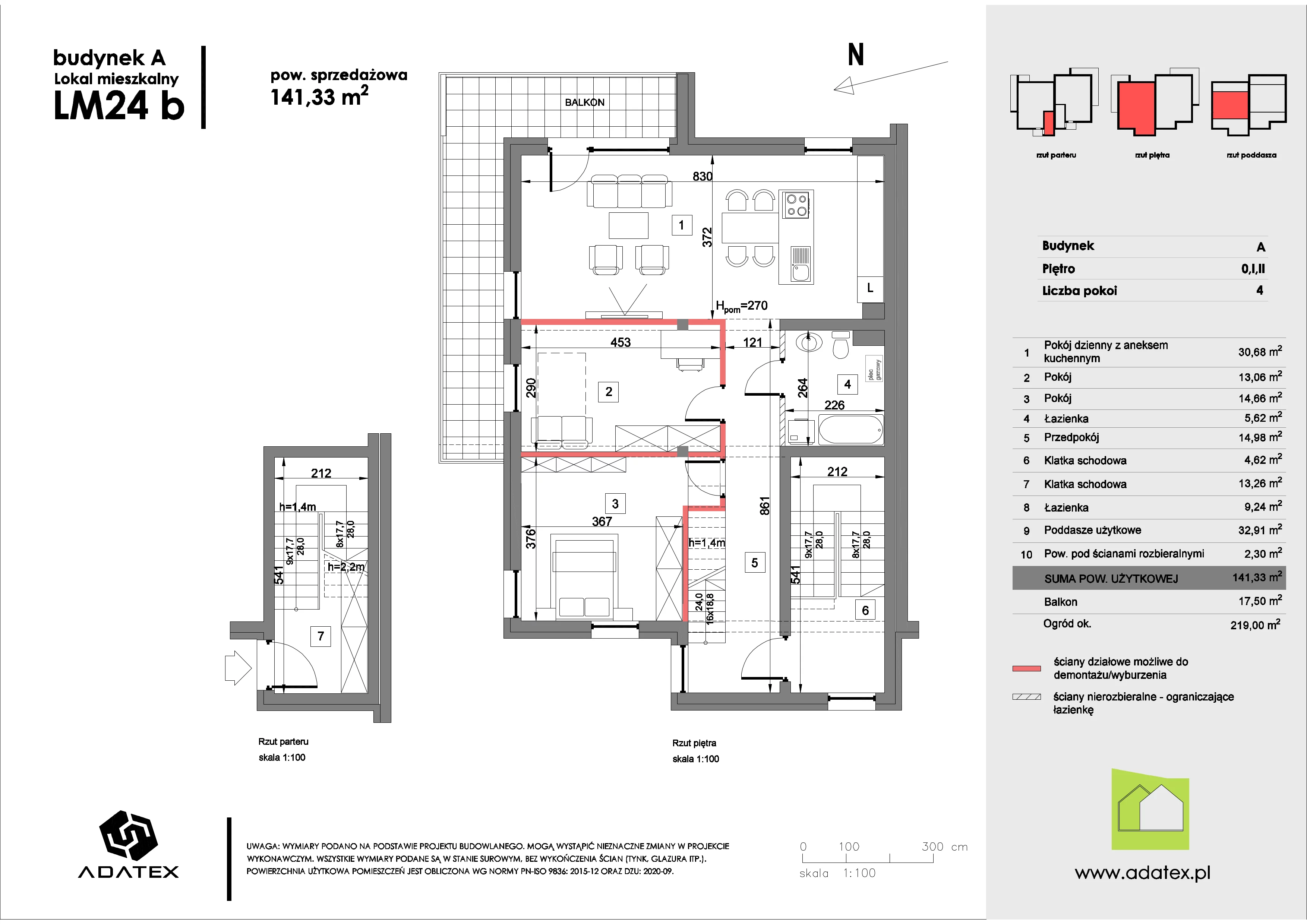 4 pokoje, mieszkanie 141,33 m², piętro 1, oferta nr 24/b, Osiedle Zielona Podkowa, Otrębusy, ul. Waniliowa 7/2