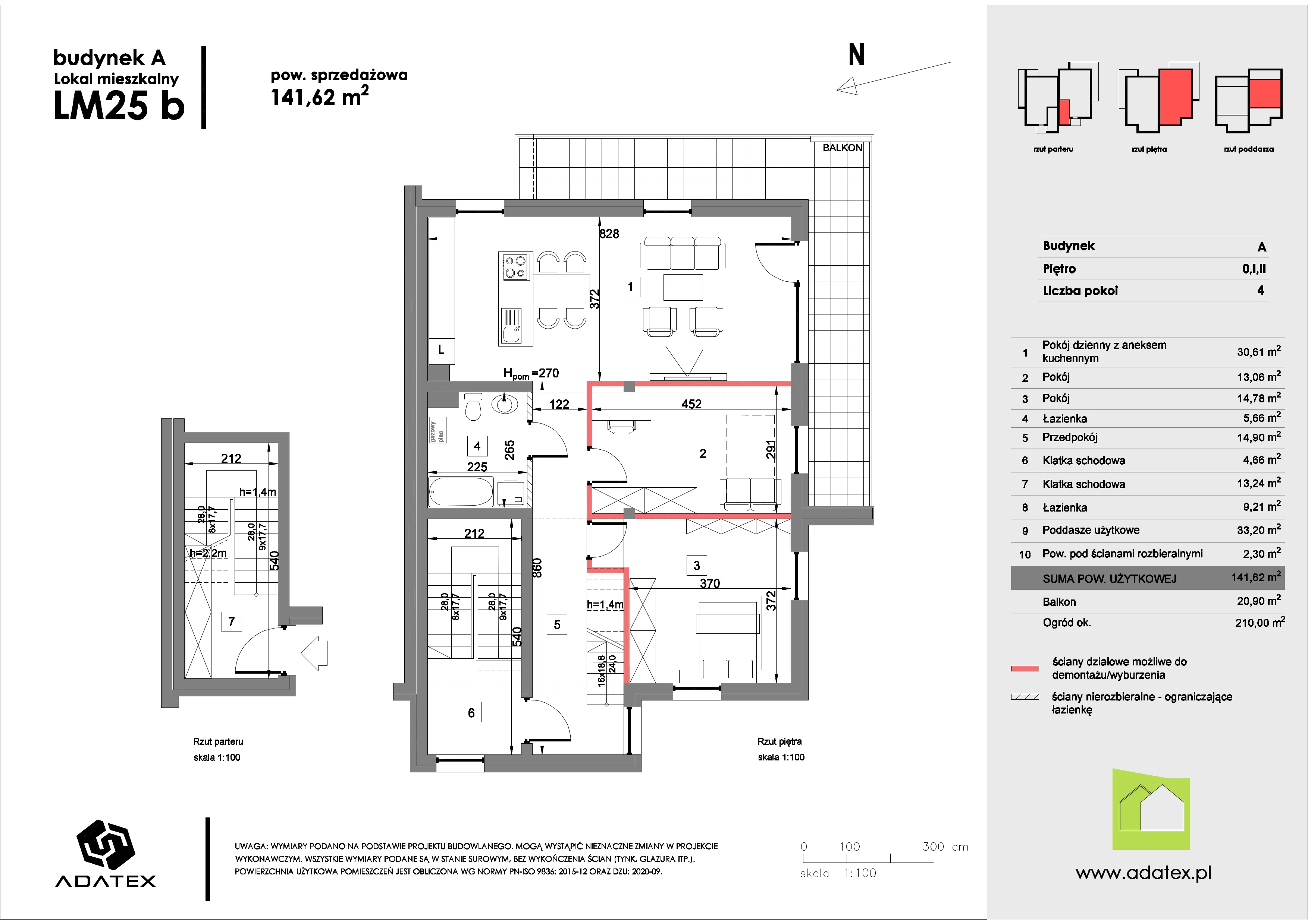 4 pokoje, mieszkanie 141,62 m², piętro 1, oferta nr 25/b, Osiedle Zielona Podkowa, Otrębusy, ul. Waniliowa 7/2