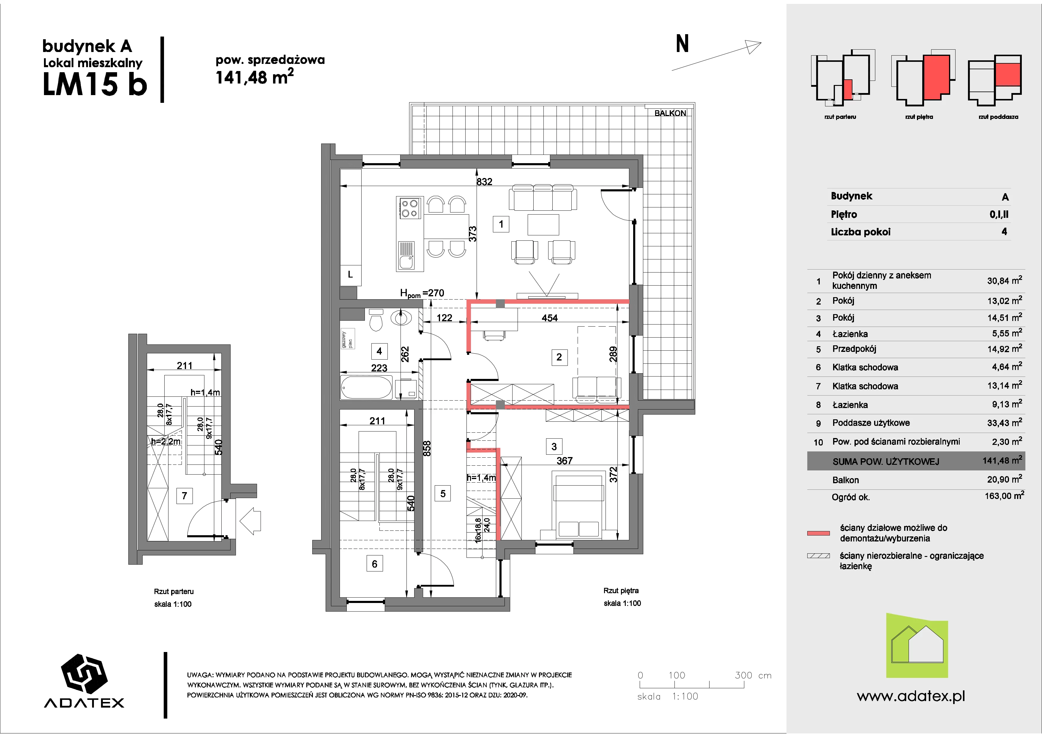 4 pokoje, mieszkanie 141,48 m², piętro 1, oferta nr 15/b, Osiedle Zielona Podkowa, Otrębusy, ul. Waniliowa 7/2