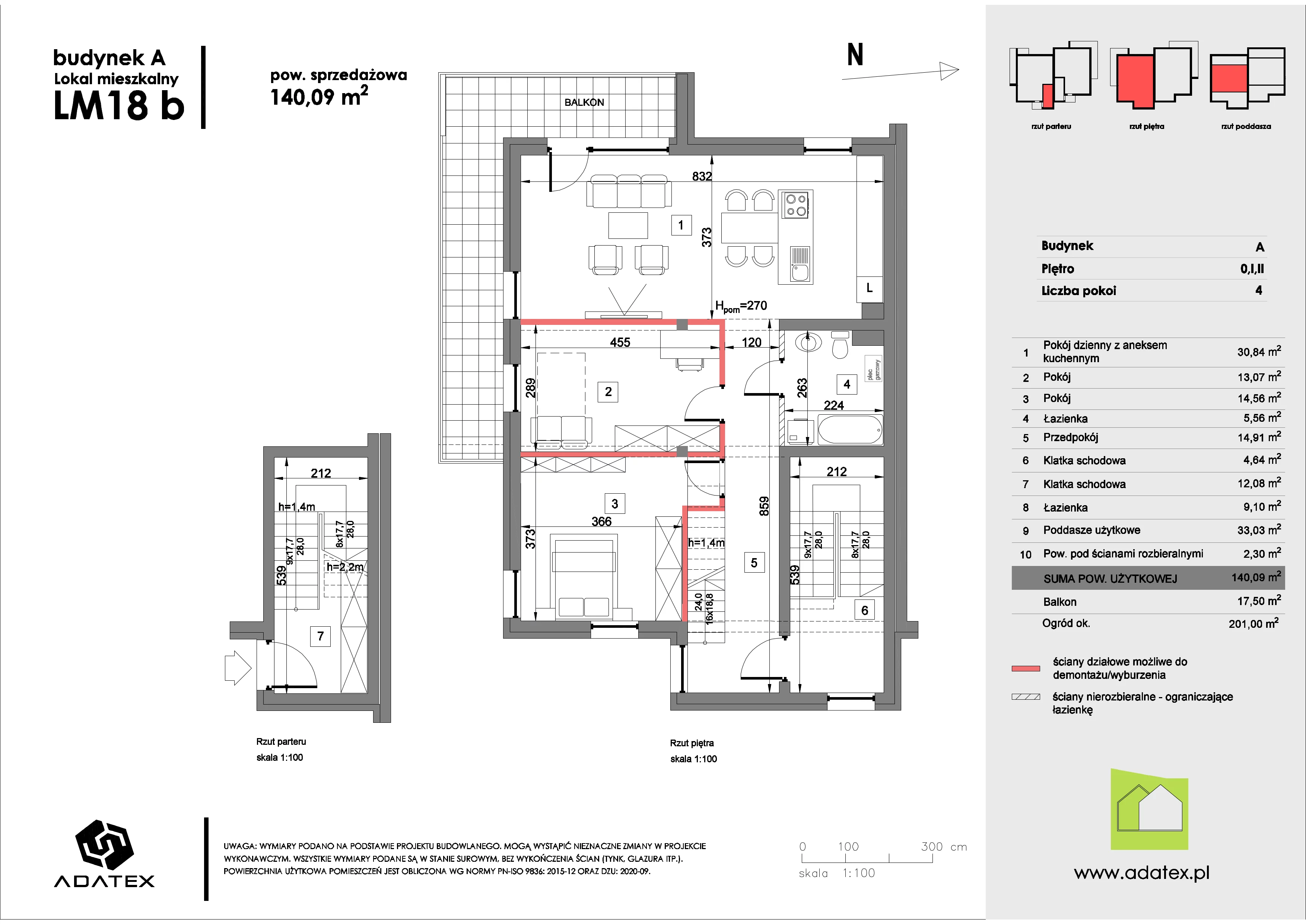 4 pokoje, mieszkanie 140,09 m², piętro 1, oferta nr 18/b, Osiedle Zielona Podkowa, Otrębusy, ul. Waniliowa 7/2