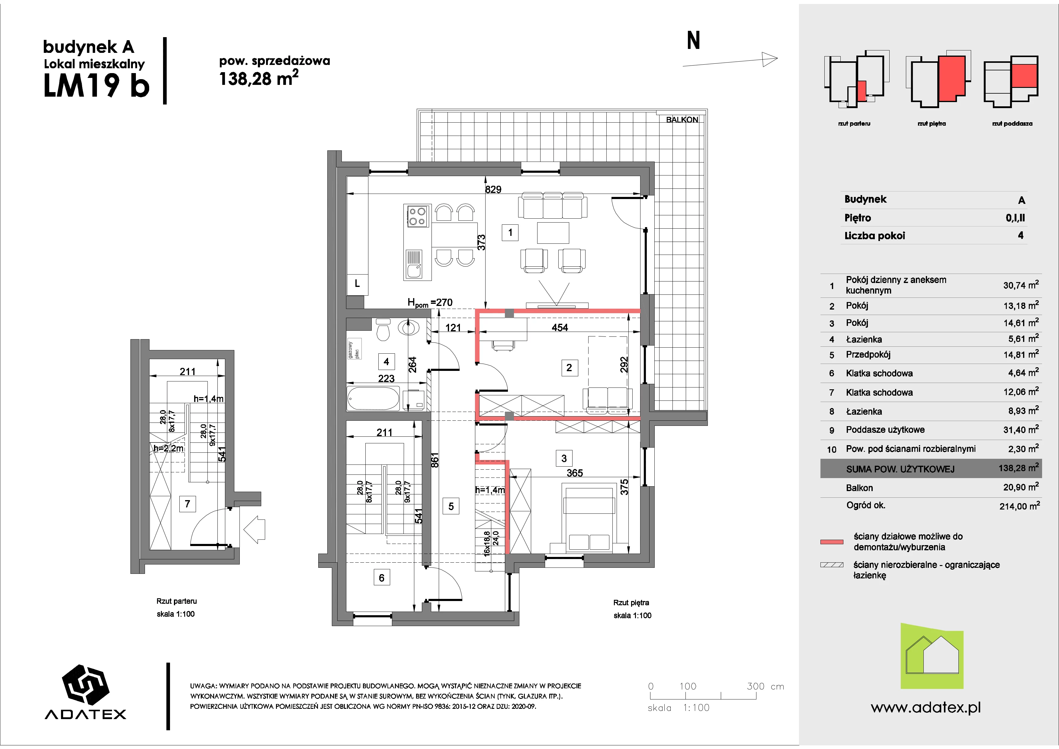 4 pokoje, mieszkanie 138,28 m², piętro 1, oferta nr 19/b, Osiedle Zielona Podkowa, Otrębusy, ul. Waniliowa 7/2