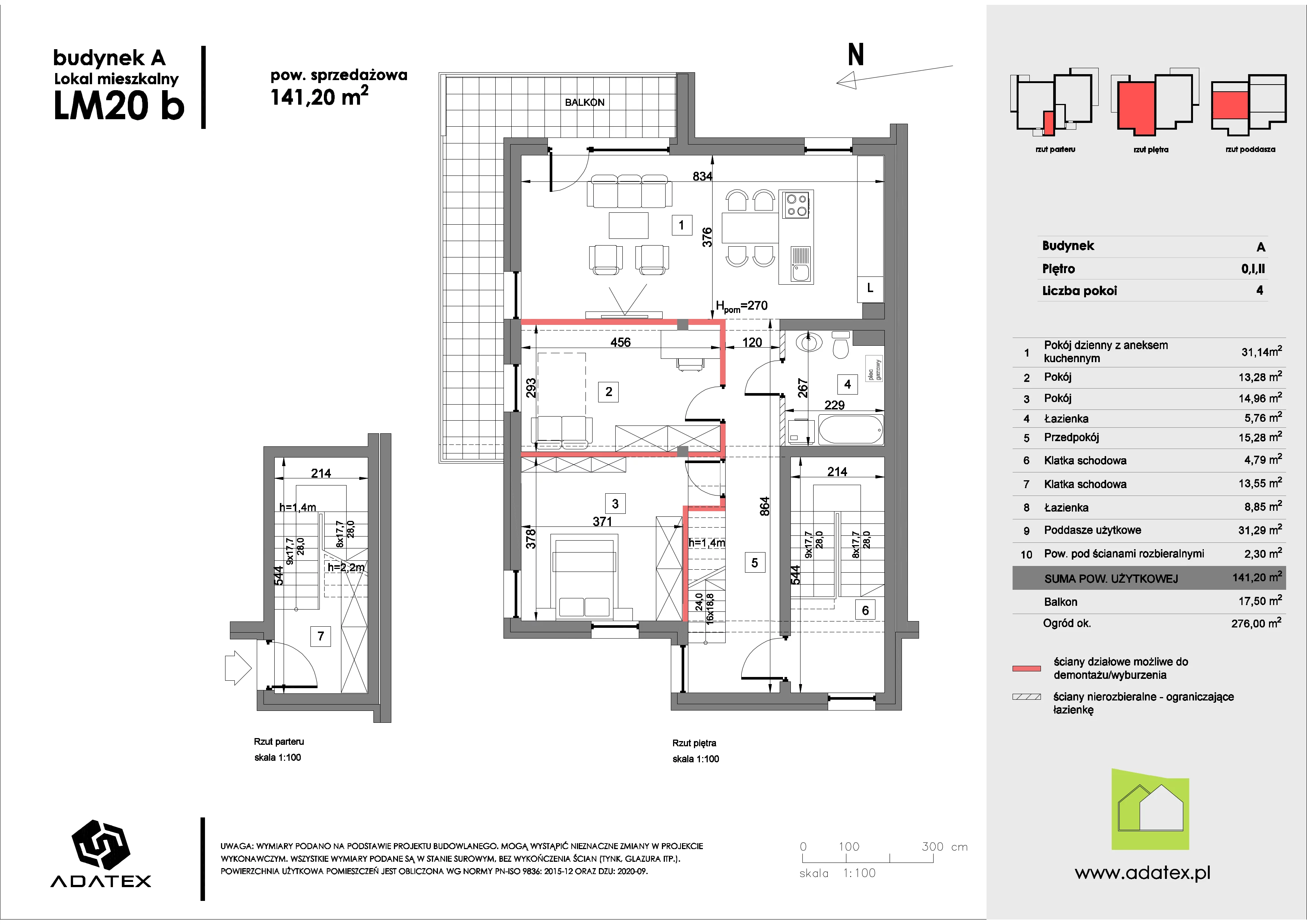 4 pokoje, mieszkanie 141,20 m², piętro 1, oferta nr 20/b, Osiedle Zielona Podkowa, Otrębusy, ul. Waniliowa 7/2
