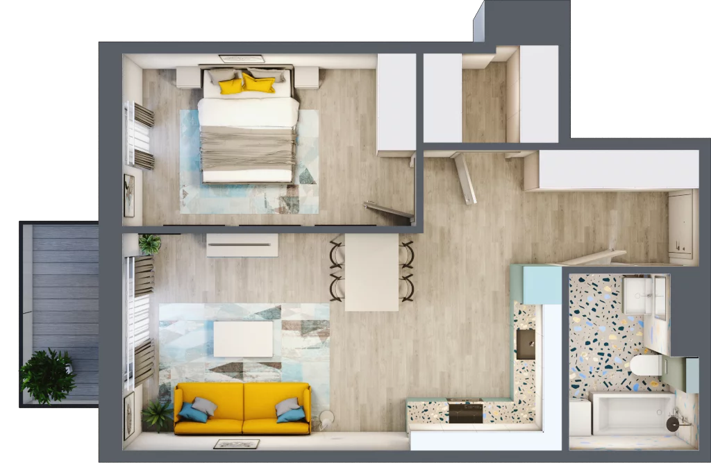 2 pokoje, mieszkanie 51,65 m², piętro 2, oferta nr 2.A10, Panorama 3 Stawy, Katowice, Osiedle Paderewskiego-Muchowiec, Dolina Trzech Stawów, ul. Pułaskiego 23