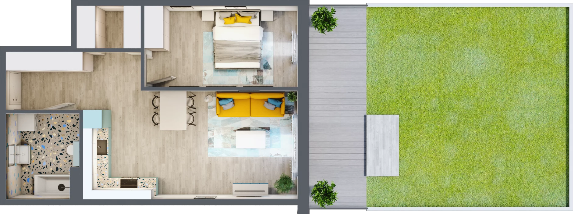 2 pokoje, mieszkanie 53,87 m², piętro 1, oferta nr 1.A4, Panorama 3 Stawy, Katowice, Osiedle Paderewskiego-Muchowiec, Dolina Trzech Stawów, ul. Pułaskiego 23