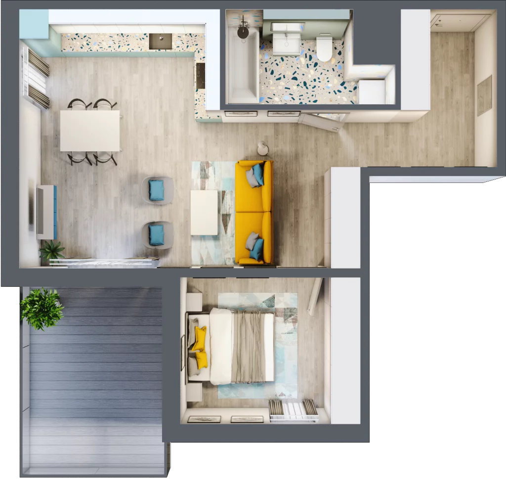 2 pokoje, mieszkanie 55,26 m², piętro 3, oferta nr 3.B27, Panorama 3 Stawy, Katowice, Osiedle Paderewskiego-Muchowiec, Dolina Trzech Stawów, ul. Pułaskiego 23