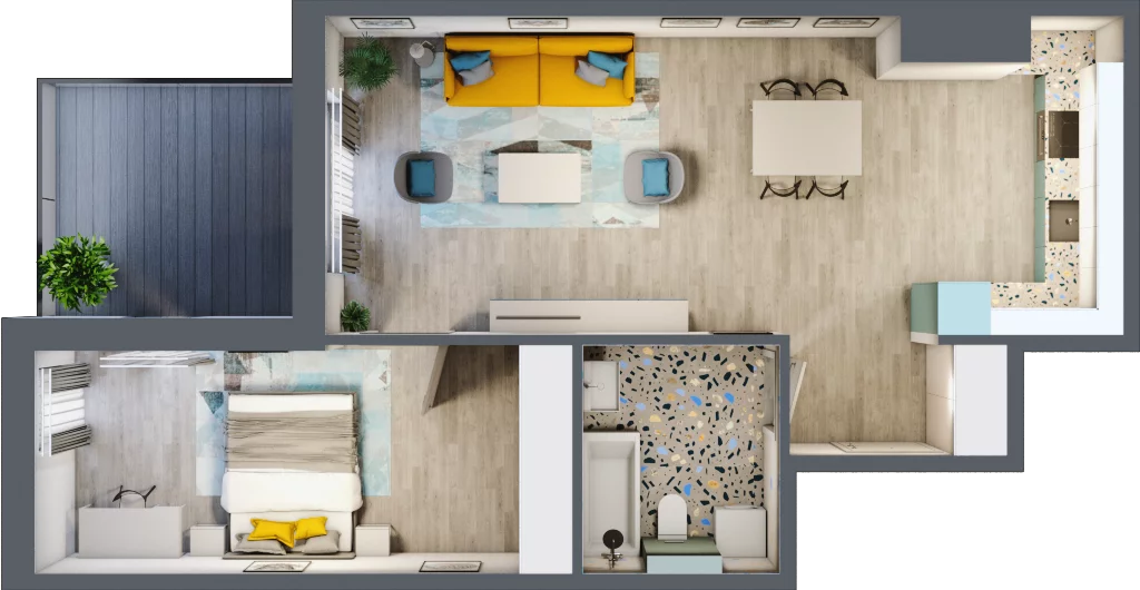 2 pokoje, mieszkanie 56,58 m², piętro 2, oferta nr 2.B18, Panorama 3 Stawy, Katowice, Osiedle Paderewskiego-Muchowiec, Dolina Trzech Stawów, ul. Pułaskiego 23