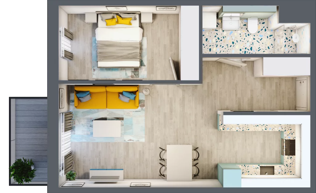 2 pokoje, mieszkanie 49,72 m², piętro 2, oferta nr 2.B17, Panorama 3 Stawy, Katowice, Osiedle Paderewskiego-Muchowiec, Dolina Trzech Stawów, ul. Pułaskiego 23