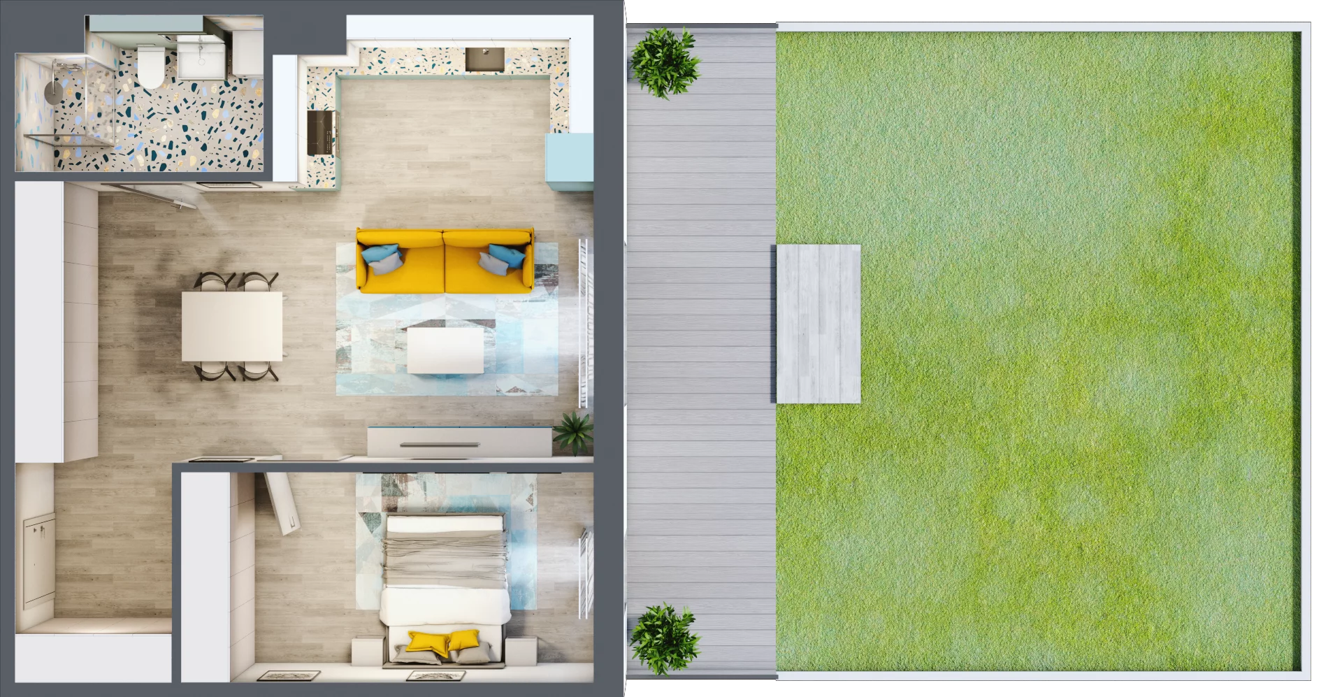 2 pokoje, mieszkanie 57,48 m², piętro 1, oferta nr 1.A3, Panorama 3 Stawy, Katowice, Osiedle Paderewskiego-Muchowiec, Dolina Trzech Stawów, ul. Pułaskiego 23