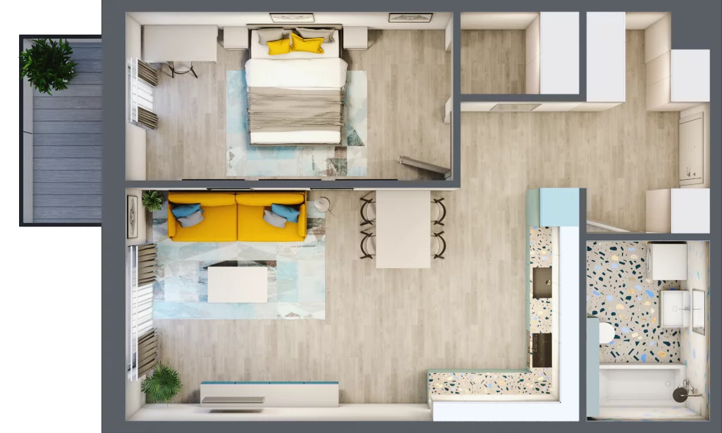 2 pokoje, mieszkanie 55,98 m², piętro 6, oferta nr 6.B63, Panorama 3 Stawy, Katowice, Osiedle Paderewskiego-Muchowiec, Dolina Trzech Stawów, ul. Pułaskiego 23