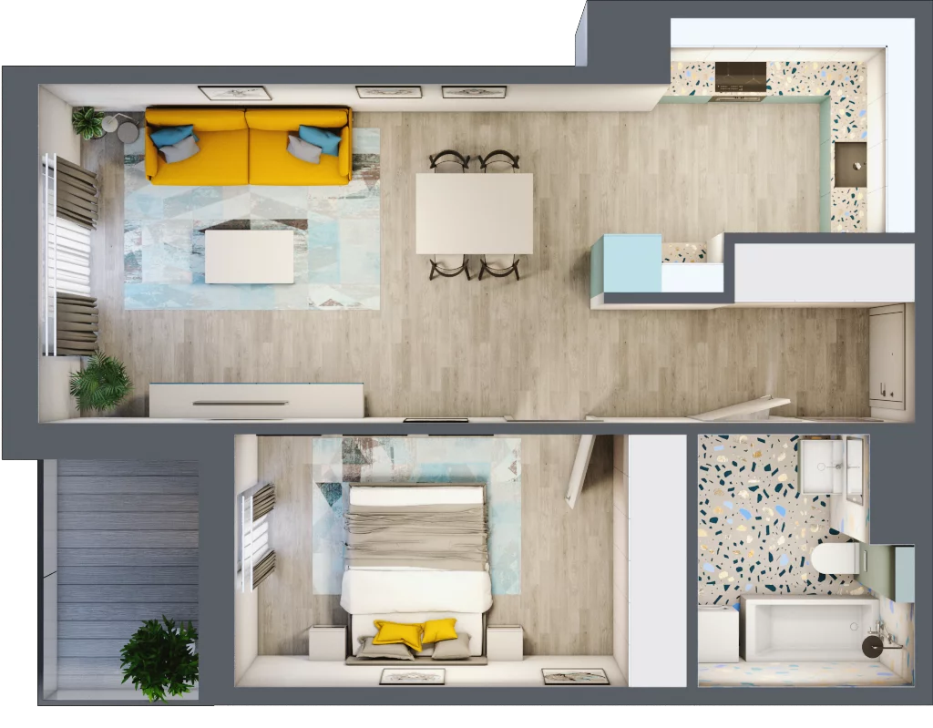 2 pokoje, mieszkanie 51,37 m², piętro 4, oferta nr 4.A22, Panorama 3 Stawy, Katowice, Osiedle Paderewskiego-Muchowiec, Dolina Trzech Stawów, ul. Pułaskiego 23