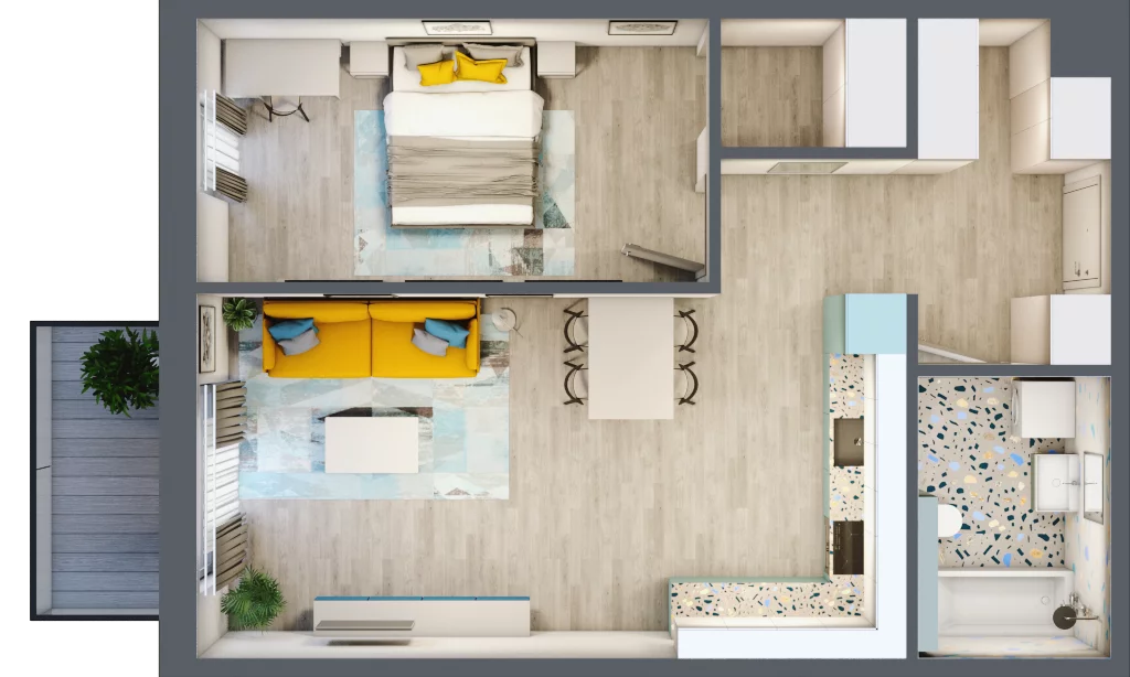 2 pokoje, mieszkanie 55,99 m², piętro 5, oferta nr 5.B52, Panorama 3 Stawy, Katowice, Osiedle Paderewskiego-Muchowiec, Dolina Trzech Stawów, ul. Pułaskiego 23