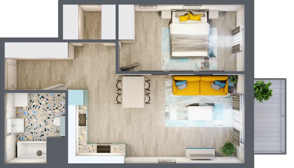 2 pokoje, mieszkanie 53,44 m², piętro 2, oferta nr 2.A9, Panorama 3 Stawy, Katowice, Osiedle Paderewskiego-Muchowiec, Dolina Trzech Stawów, ul. Pułaskiego 23