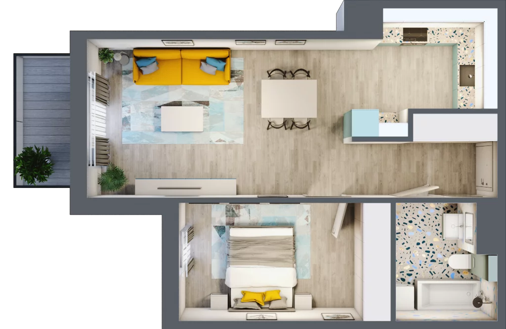 2 pokoje, mieszkanie 51,37 m², piętro 6, oferta nr 6.A34, Panorama 3 Stawy, Katowice, Osiedle Paderewskiego-Muchowiec, Dolina Trzech Stawów, ul. Pułaskiego 23