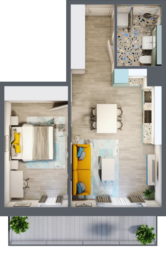 2 pokoje, mieszkanie 45,43 m², piętro 2, oferta nr 2.B15, Panorama 3 Stawy, Katowice, Osiedle Paderewskiego-Muchowiec, Dolina Trzech Stawów, ul. Pułaskiego 23
