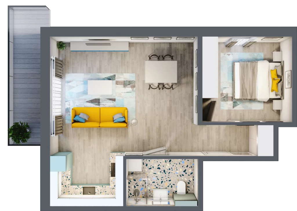 2 pokoje, mieszkanie 50,94 m², piętro 2, oferta nr 2.A12, Panorama 3 Stawy, Katowice, Osiedle Paderewskiego-Muchowiec, Dolina Trzech Stawów, ul. Pułaskiego 23