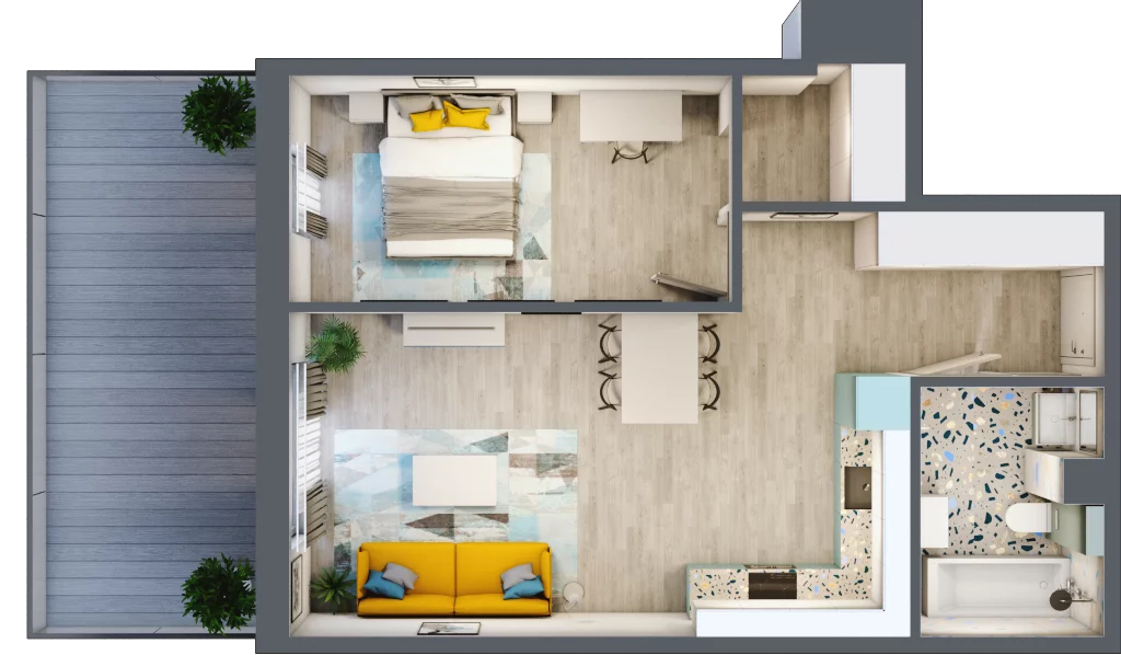 2 pokoje, mieszkanie 52,01 m², piętro 1, oferta nr 1.A5, Panorama 3 Stawy, Katowice, Osiedle Paderewskiego-Muchowiec, Dolina Trzech Stawów, ul. Pułaskiego 23