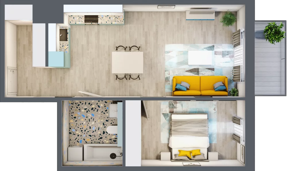 2 pokoje, mieszkanie 51,66 m², piętro 4, oferta nr 4.B34, Panorama 3 Stawy, Katowice, Osiedle Paderewskiego-Muchowiec, Dolina Trzech Stawów, ul. Pułaskiego 23
