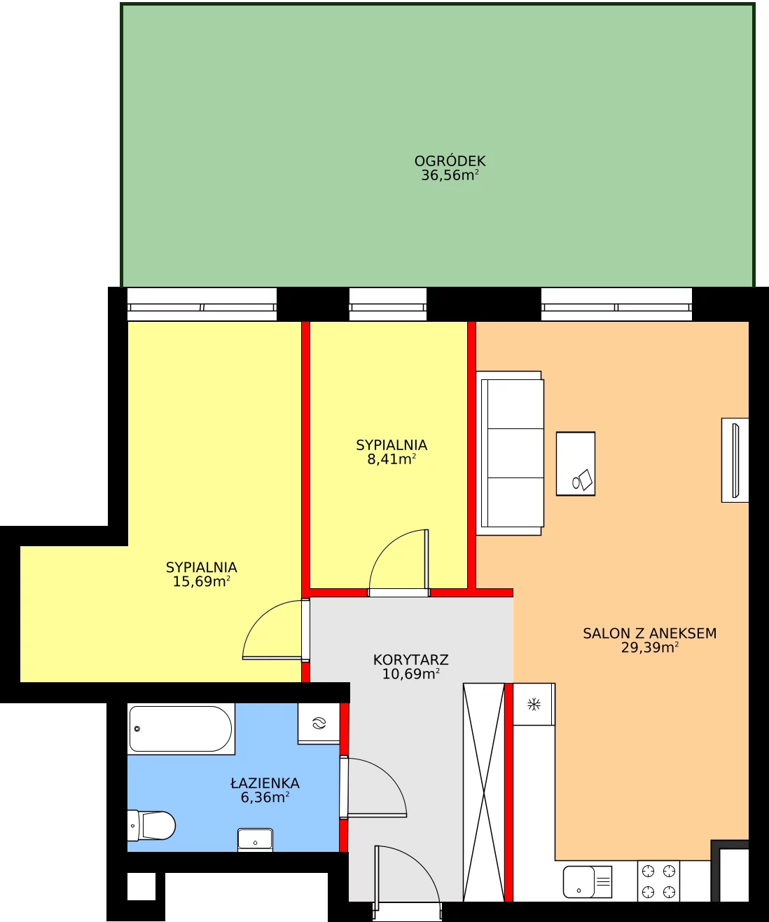 Zalety mieszkania 72.63 m², G1
