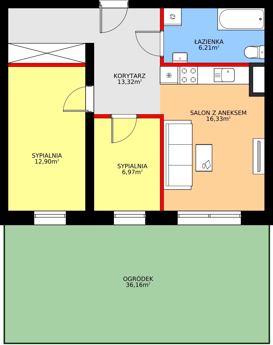 3 pokoje, mieszkanie 56,84 m², parter, oferta nr G4, Osiedle Dębowy Park, Siemianowice Śląskie, Bytków, ul. Oświęcimska 7a