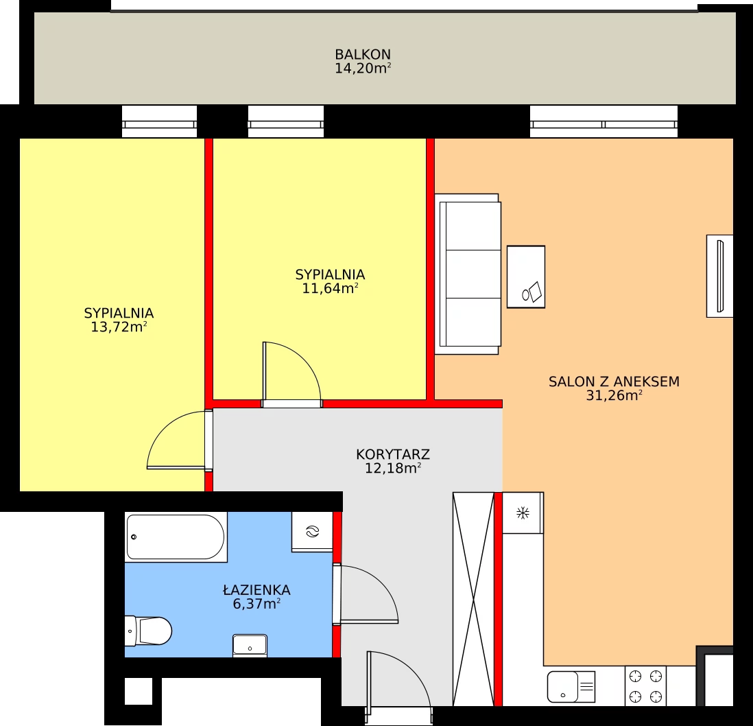 Zalety mieszkania 77.44 m², G11
