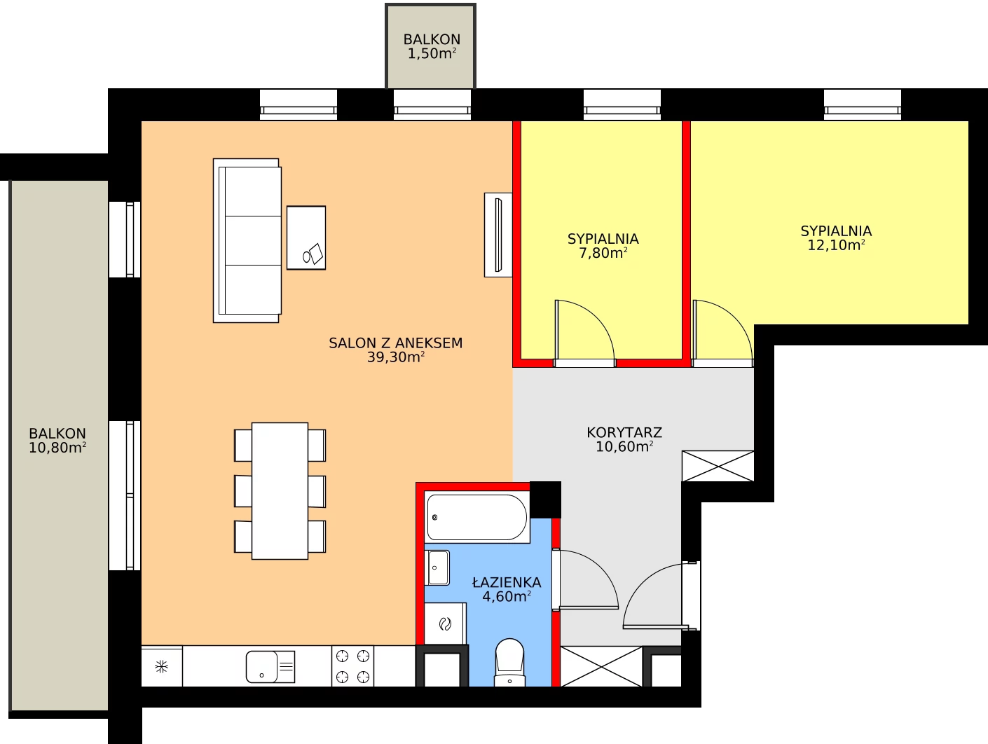 3 pokoje, mieszkanie 75,50 m², piętro 3, oferta nr H21, Osiedle Dębowy Park, Siemianowice Śląskie, Bytków, ul. Oświęcimska 7a