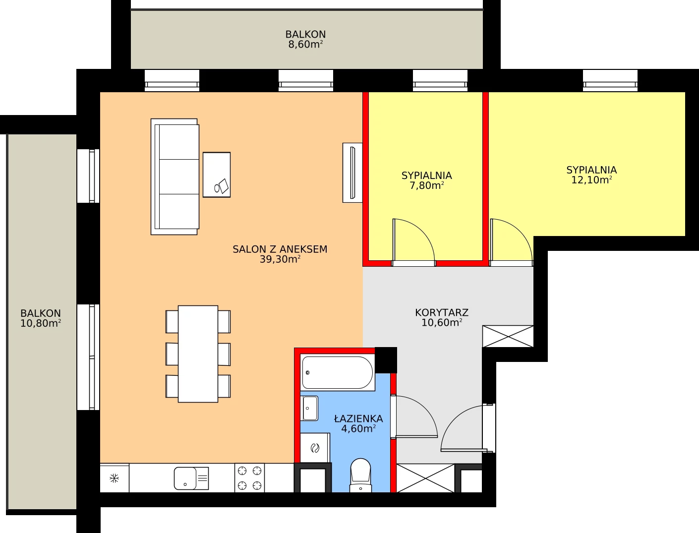 3 pokoje, mieszkanie 75,50 m², piętro 4, oferta nr H26, Osiedle Dębowy Park, Siemianowice Śląskie, Bytków, ul. Oświęcimska 7a