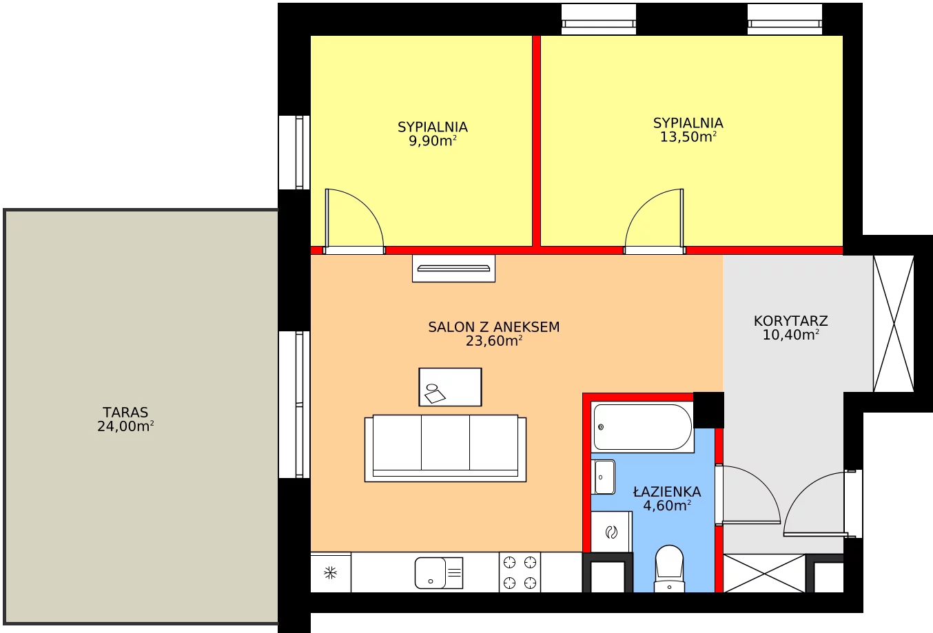3 pokoje, mieszkanie 63,30 m², parter, oferta nr H5, Osiedle Dębowy Park, Siemianowice Śląskie, Bytków, ul. Oświęcimska 7a