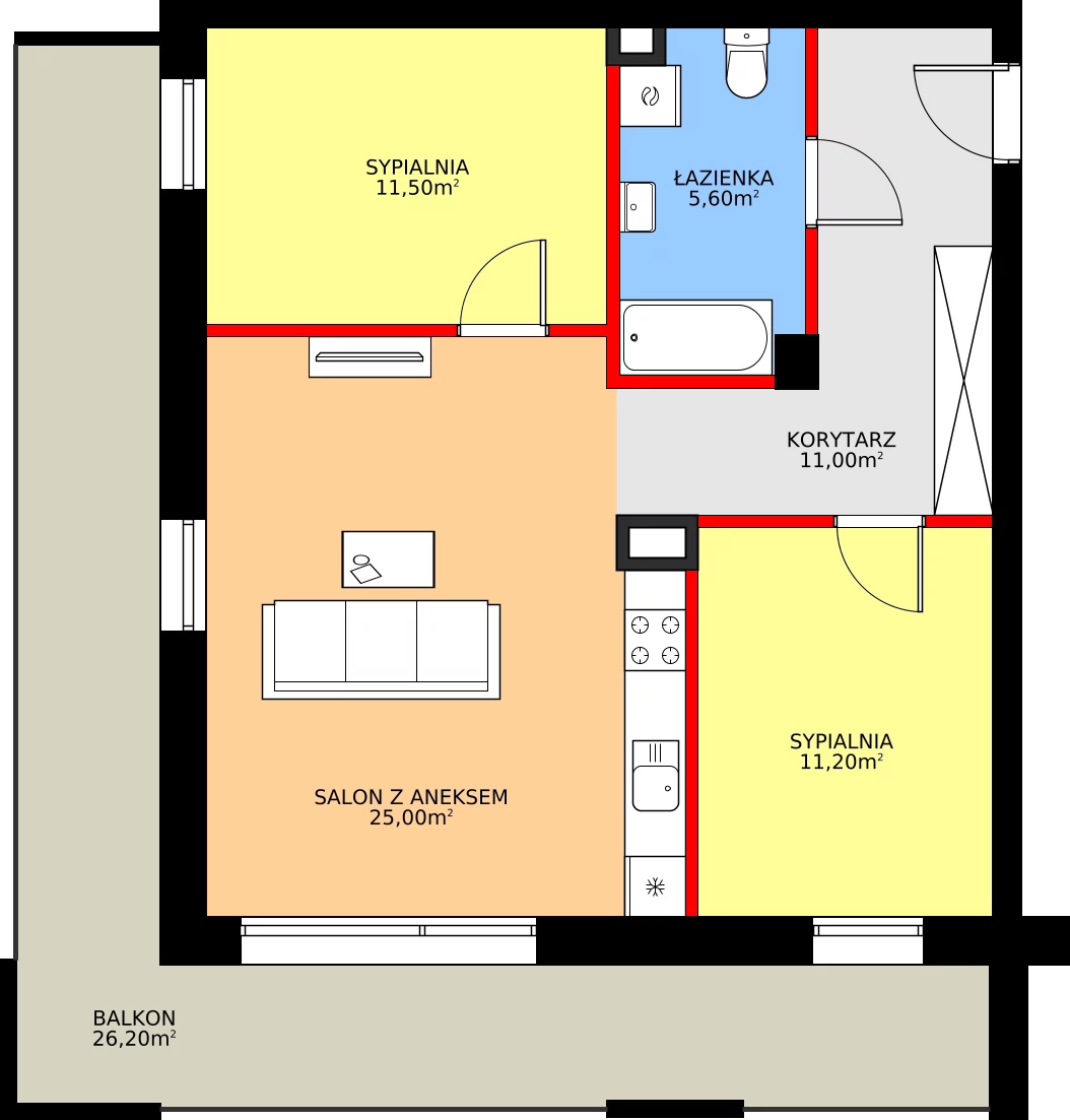 3 pokoje, mieszkanie 65,50 m², piętro 1, oferta nr H9, Osiedle Dębowy Park, Siemianowice Śląskie, Bytków, ul. Oświęcimska 7a