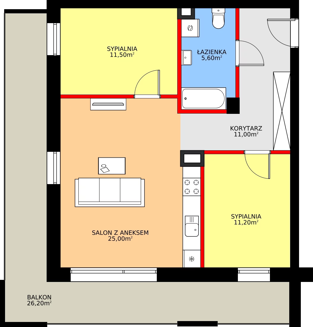 Zalety mieszkania 65.5 m², H20