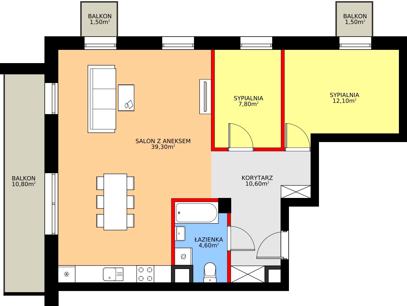 3 pokoje, mieszkanie 75,50 m², piętro 2, oferta nr H16, Osiedle Dębowy Park, Siemianowice Śląskie, Bytków, ul. Oświęcimska 7a