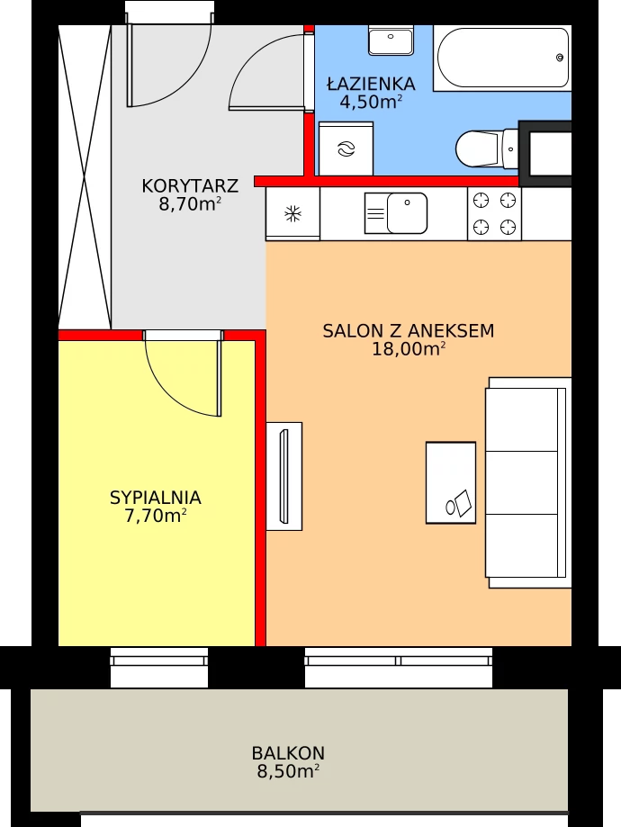 Zalety mieszkania 39.8 m², I24