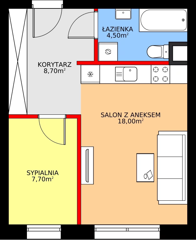 2 pokoje, mieszkanie 39,80 m², parter, oferta nr I3, Osiedle Dębowy Park, Siemianowice Śląskie, Bytków, ul. Oświęcimska 7a