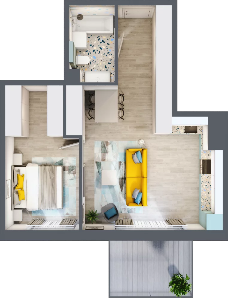 2 pokoje, mieszkanie 51,33 m², parter, oferta nr D.0.7 z wykończeniem, Osiedle Nowa Dąbrowa, Dąbrowa Górnicza, Gołonóg, ul. Graniczna 14