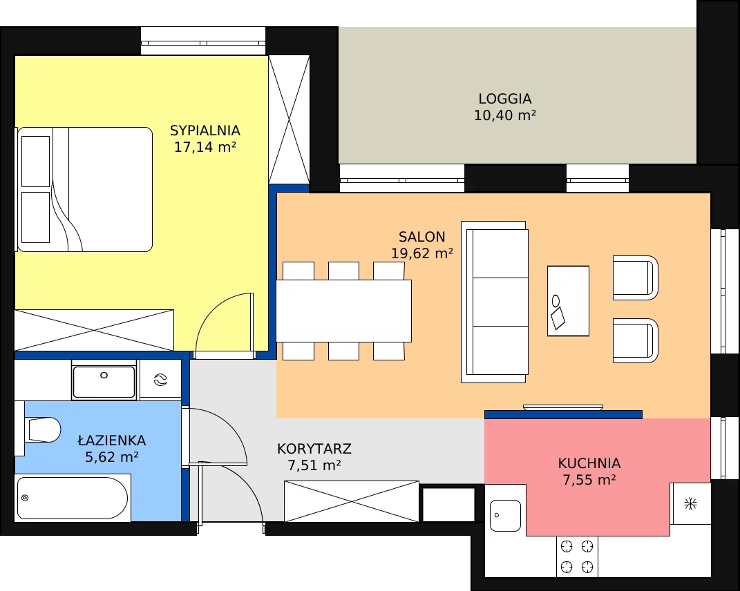 Zalety mieszkania 58.43 m², D.1.5
